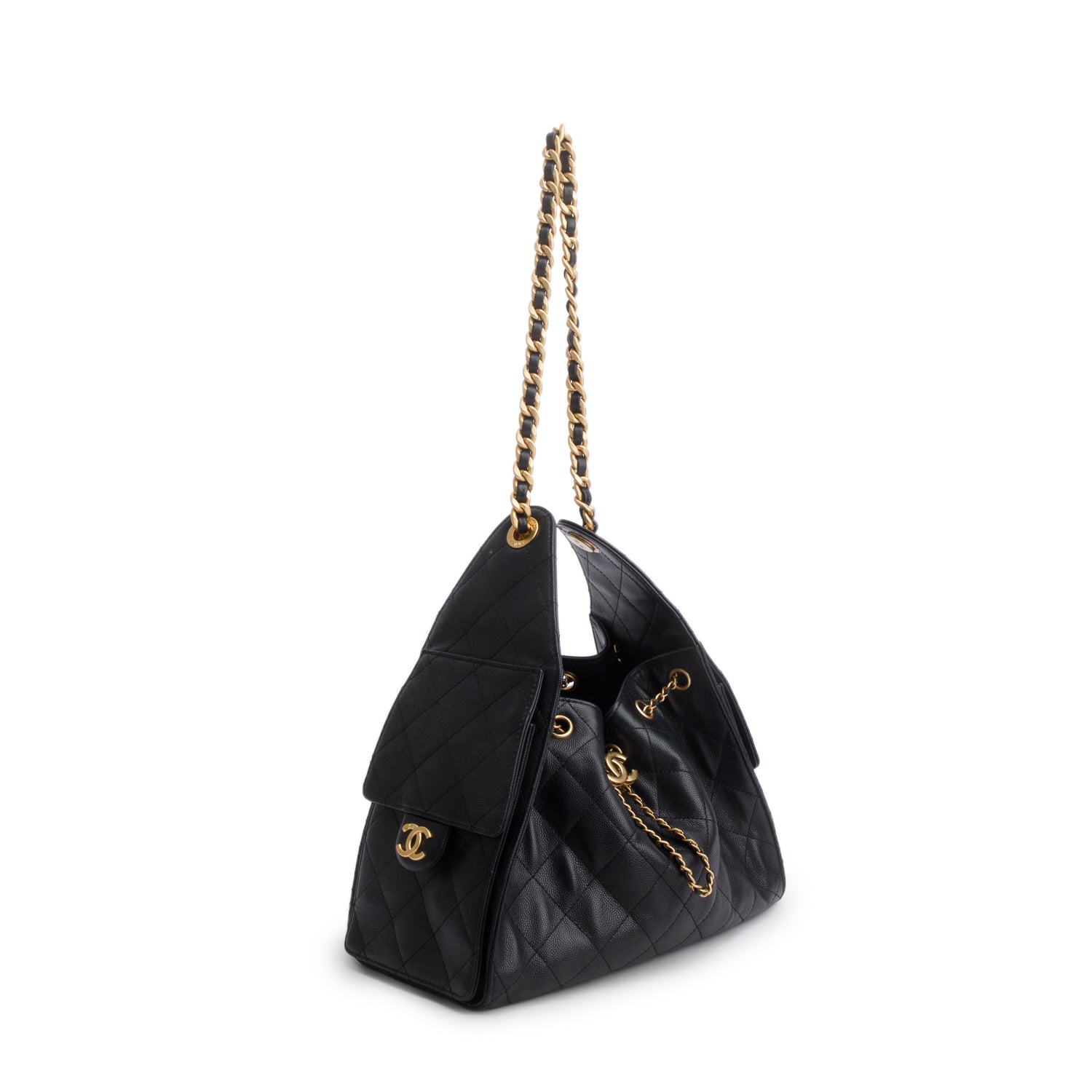 Chanel Black Caviar Leather 25 Small Handbag w/ Box