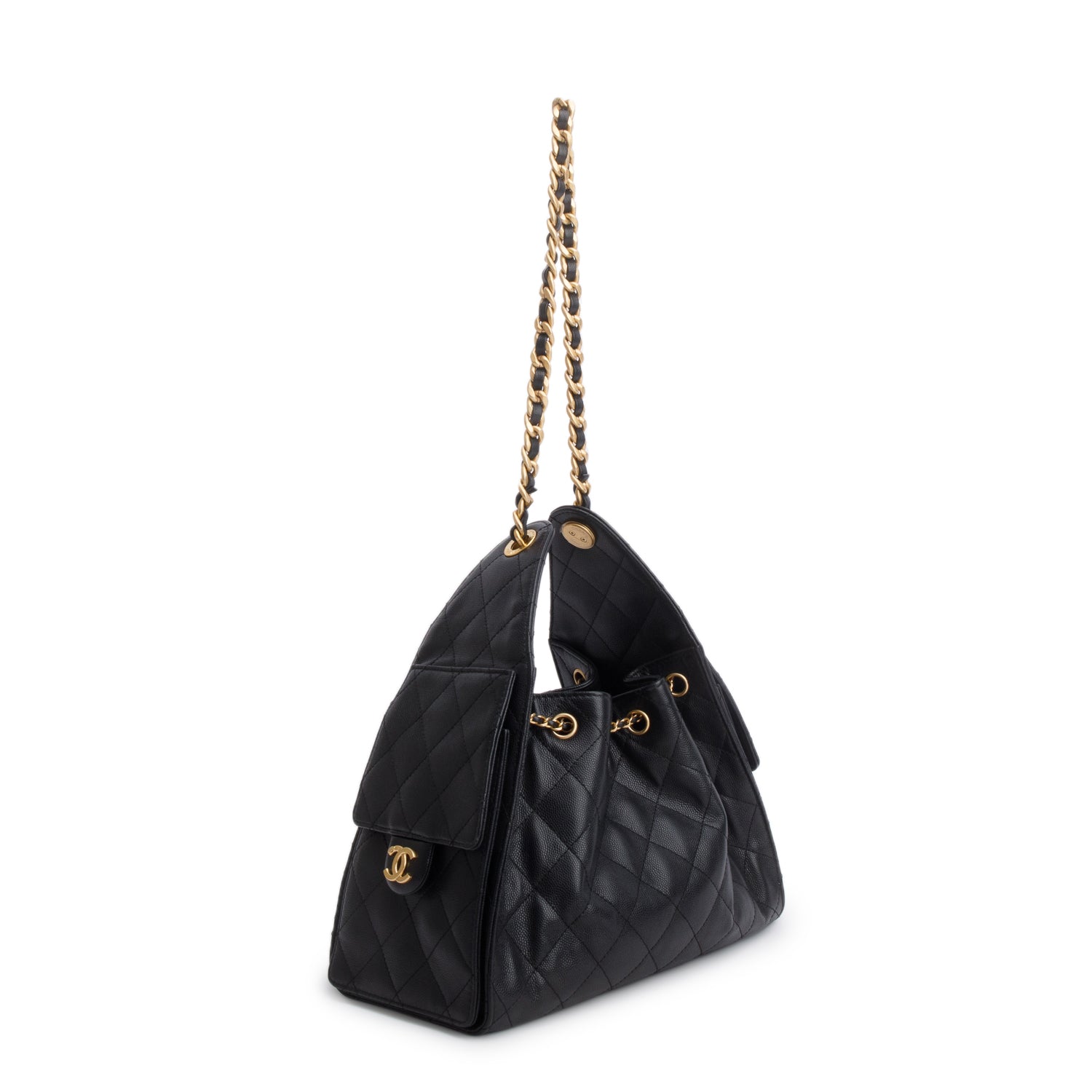 Chanel Black Caviar Leather 25 Small Handbag w/ Box
