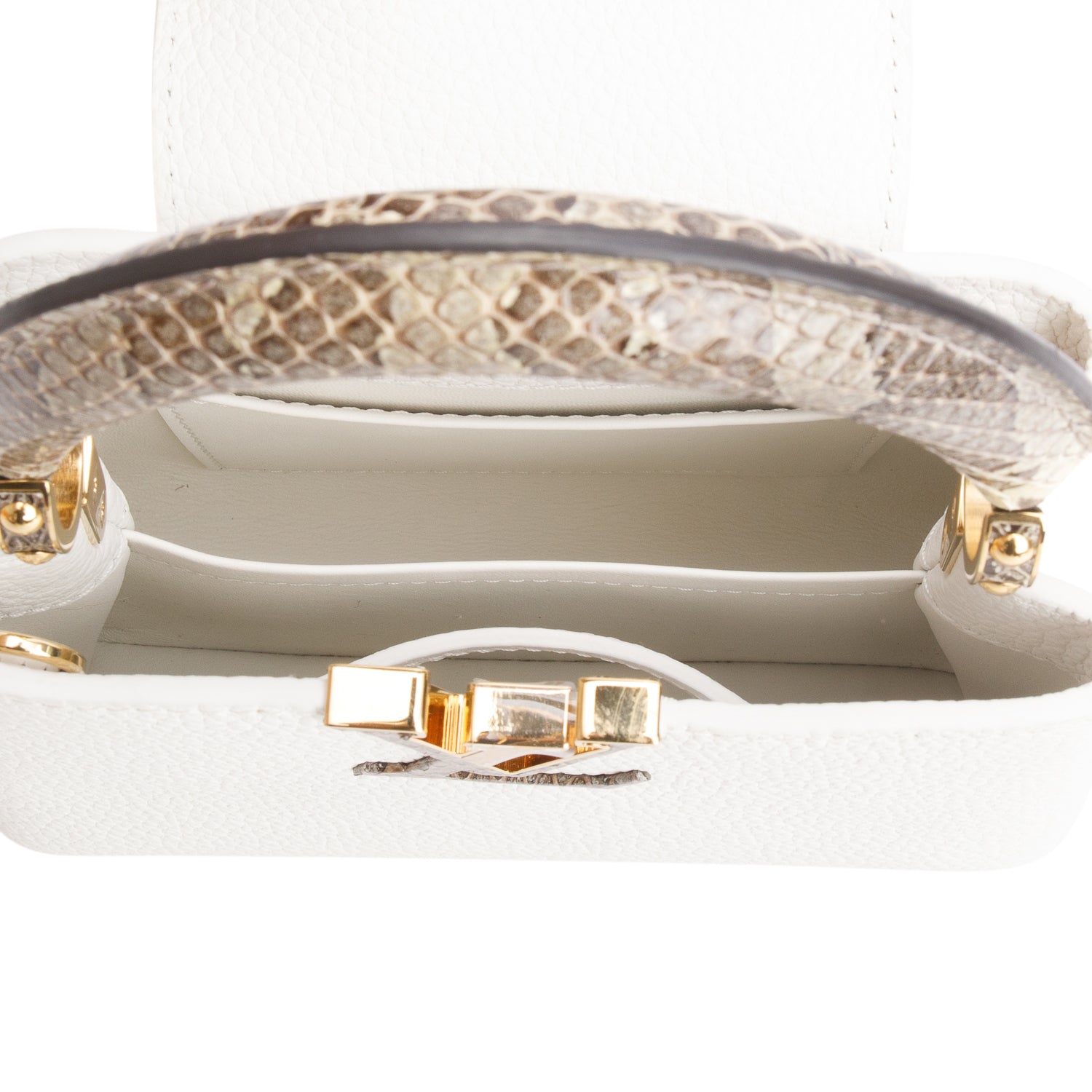 Louis Vuitton White Python Capucines Mini w/ Box & Strap