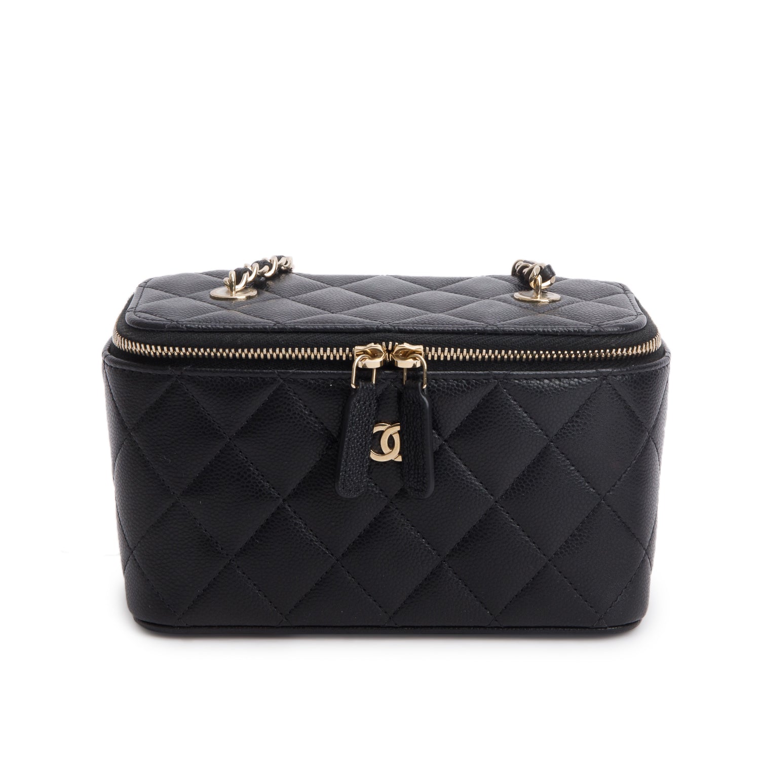 Chanel 2025 Black Caviar Quilted Small Vanity Case with Chain w/ Box & Receipt