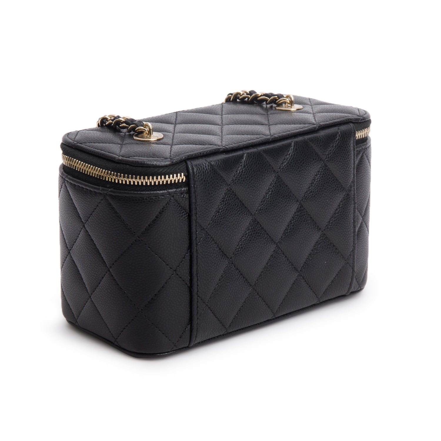 Chanel 2025 Black Caviar Quilted Small Vanity Case with Chain w/ Box & Receipt