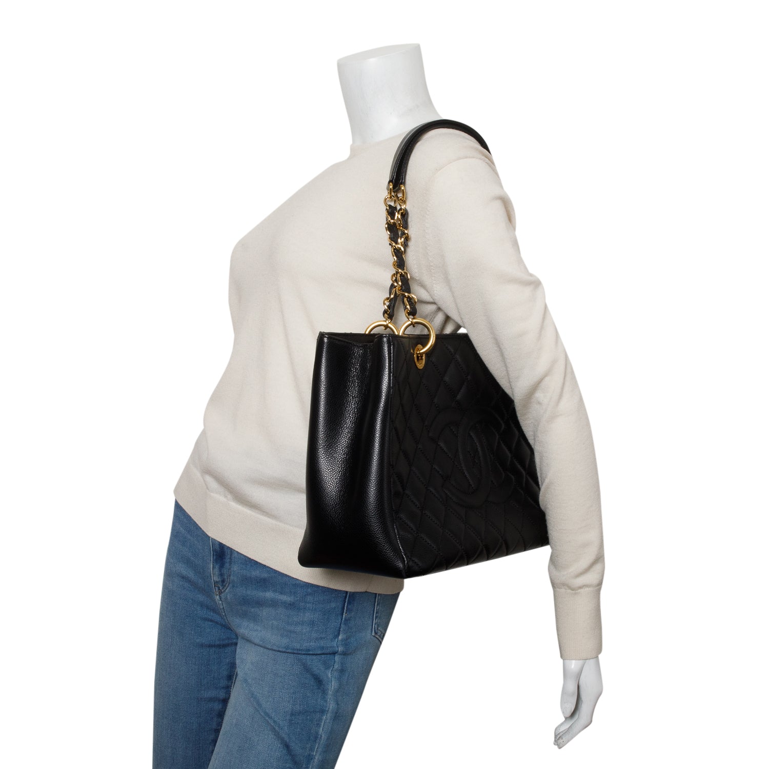 Chanel Black Caviar Leather Grand Shopping Tote (GST)