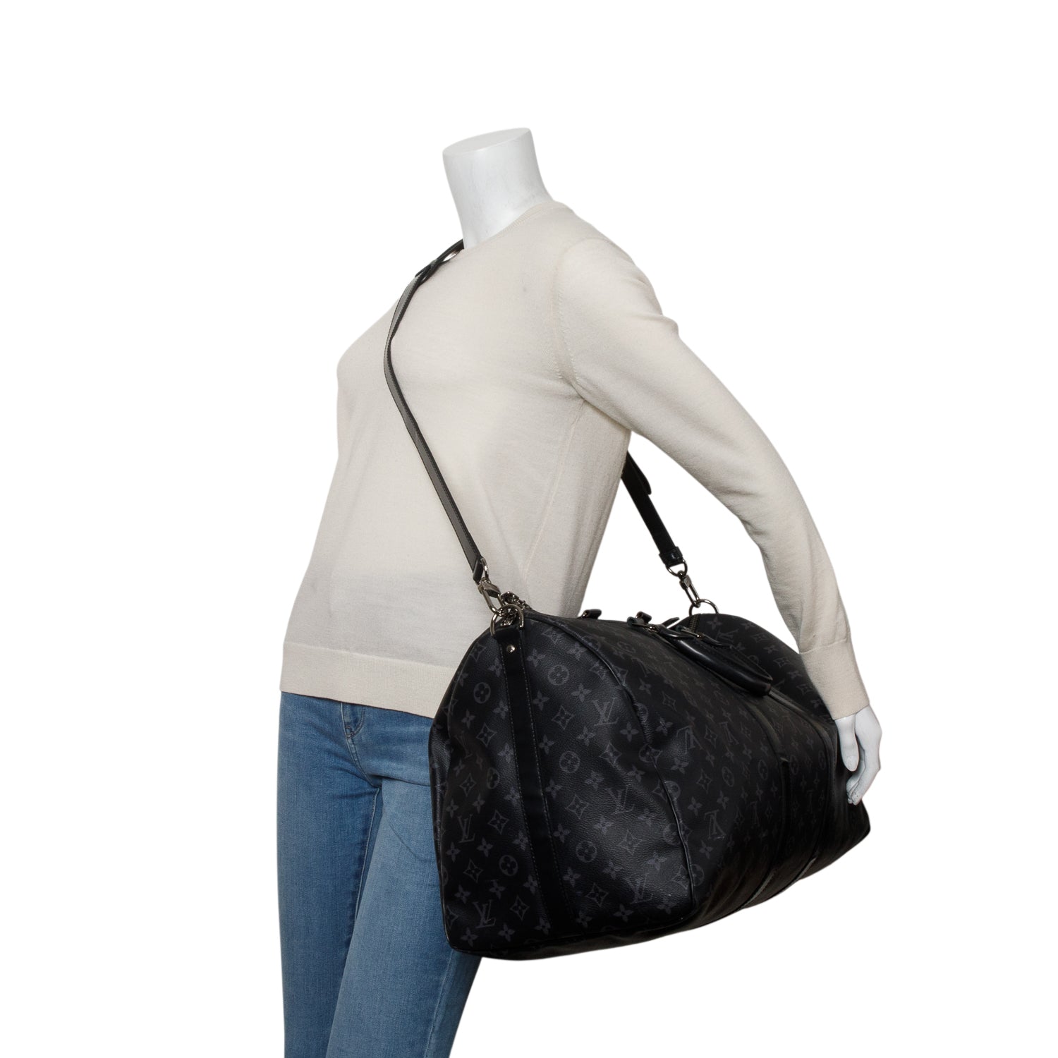 Louis Vuitton Monogram Eclipse Keepall Bandouliere 55 w/ Strap