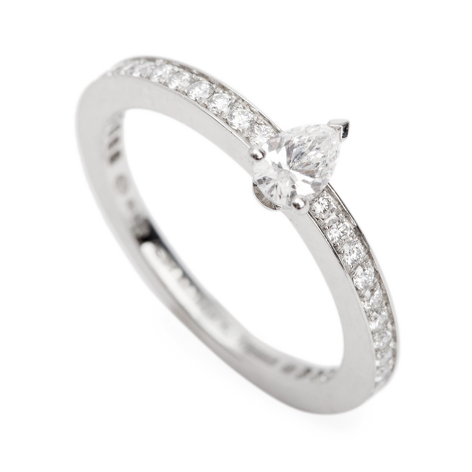 Chaumet 2023 Platinum 0.17 ct. Pear Shape Diamond Josephine Triomphe Engagement Ring 50 5.25 w/ Box, Receipt & Certificate