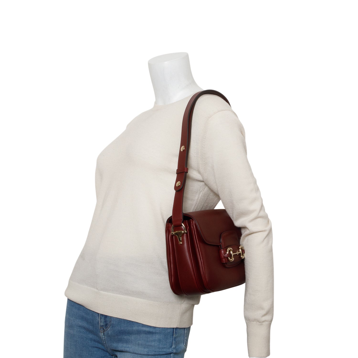 Gucci Red Soft Calfskin Horsebit 1955 Medium Shoulder Bag