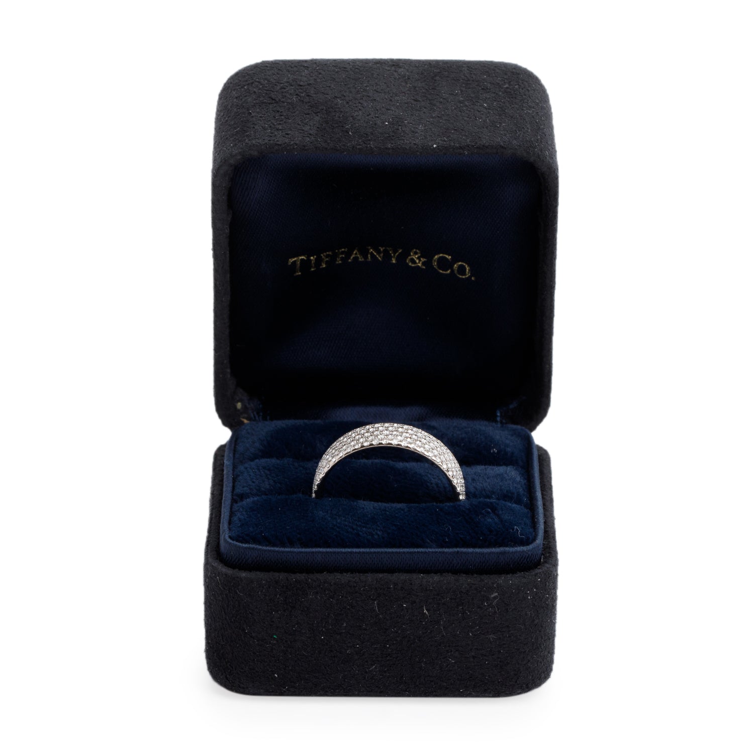 Tiffany & Co. 18k White Gold Diamond Metro Five-Row Band Ring, Size 6 w/ Box