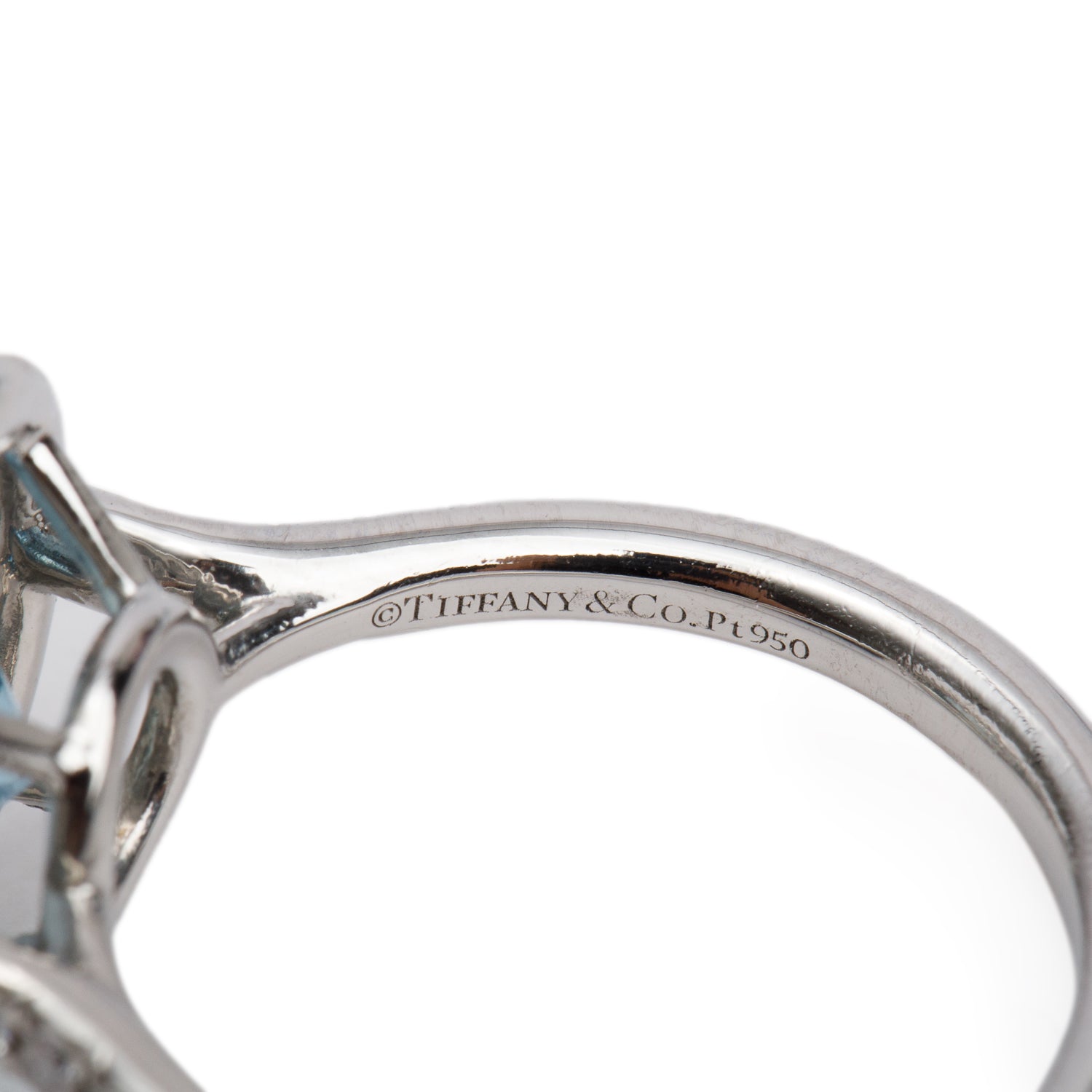 Tiffany & Co. Platinum Aquamarine & Diamond Soleste Ring, Size 5.25 w/ Box