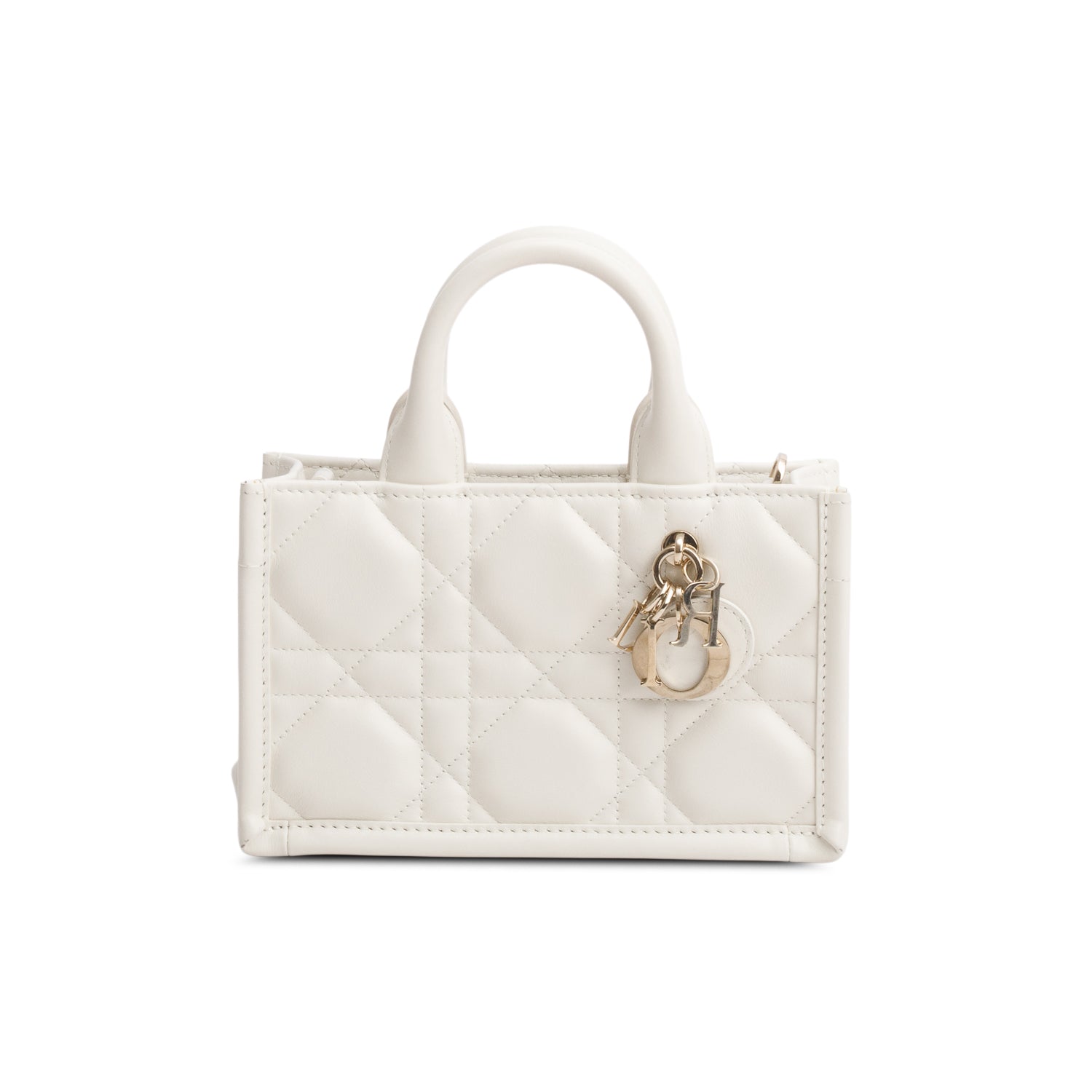 Christian Dior 2024 White Macrocannage Lambskin Mini Book Tote w/ Strap