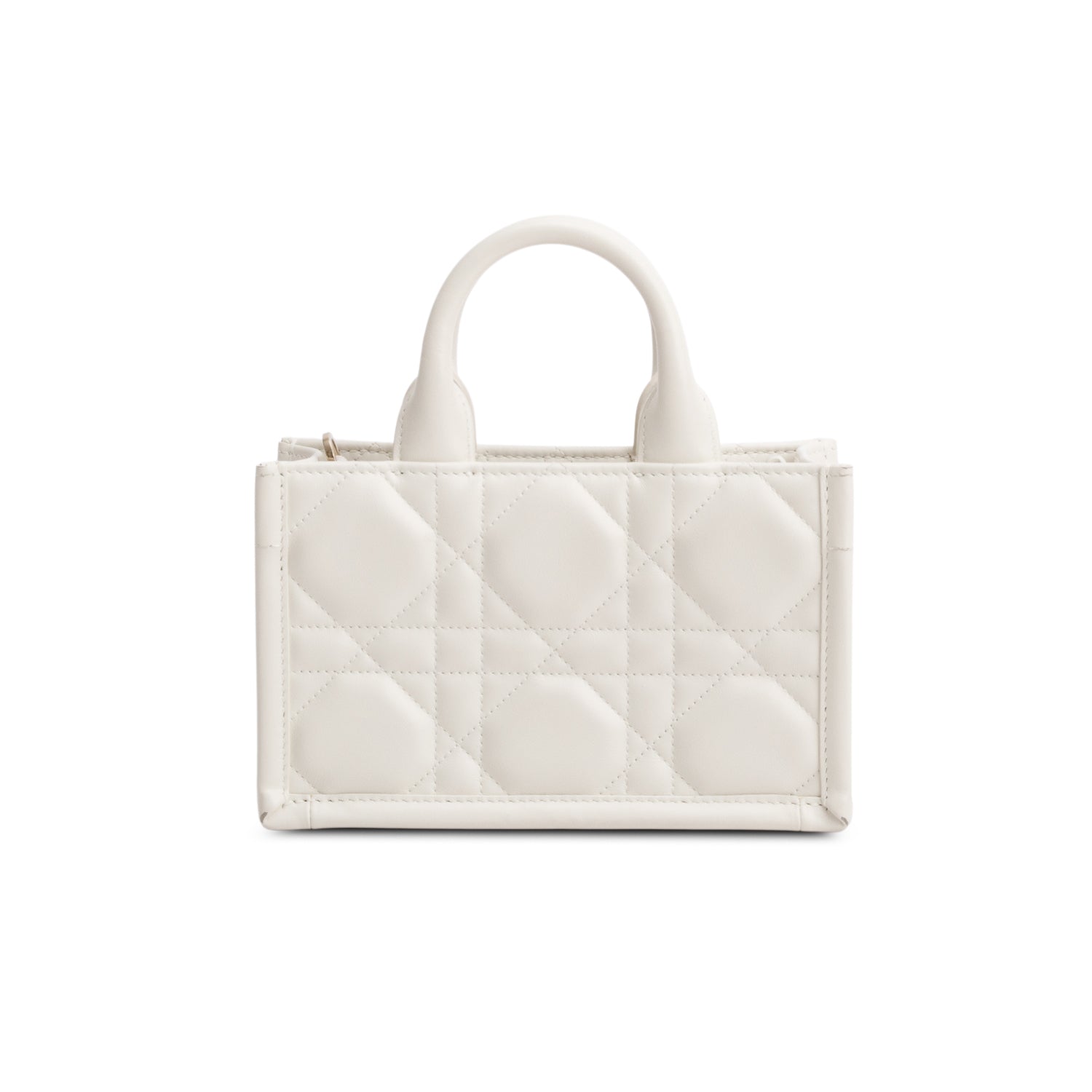 Christian Dior 2024 White Macrocannage Lambskin Mini Book Tote w/ Strap