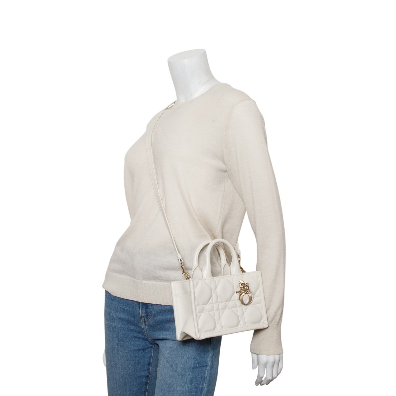 Christian Dior 2024 White Macrocannage Lambskin Mini Book Tote w/ Strap