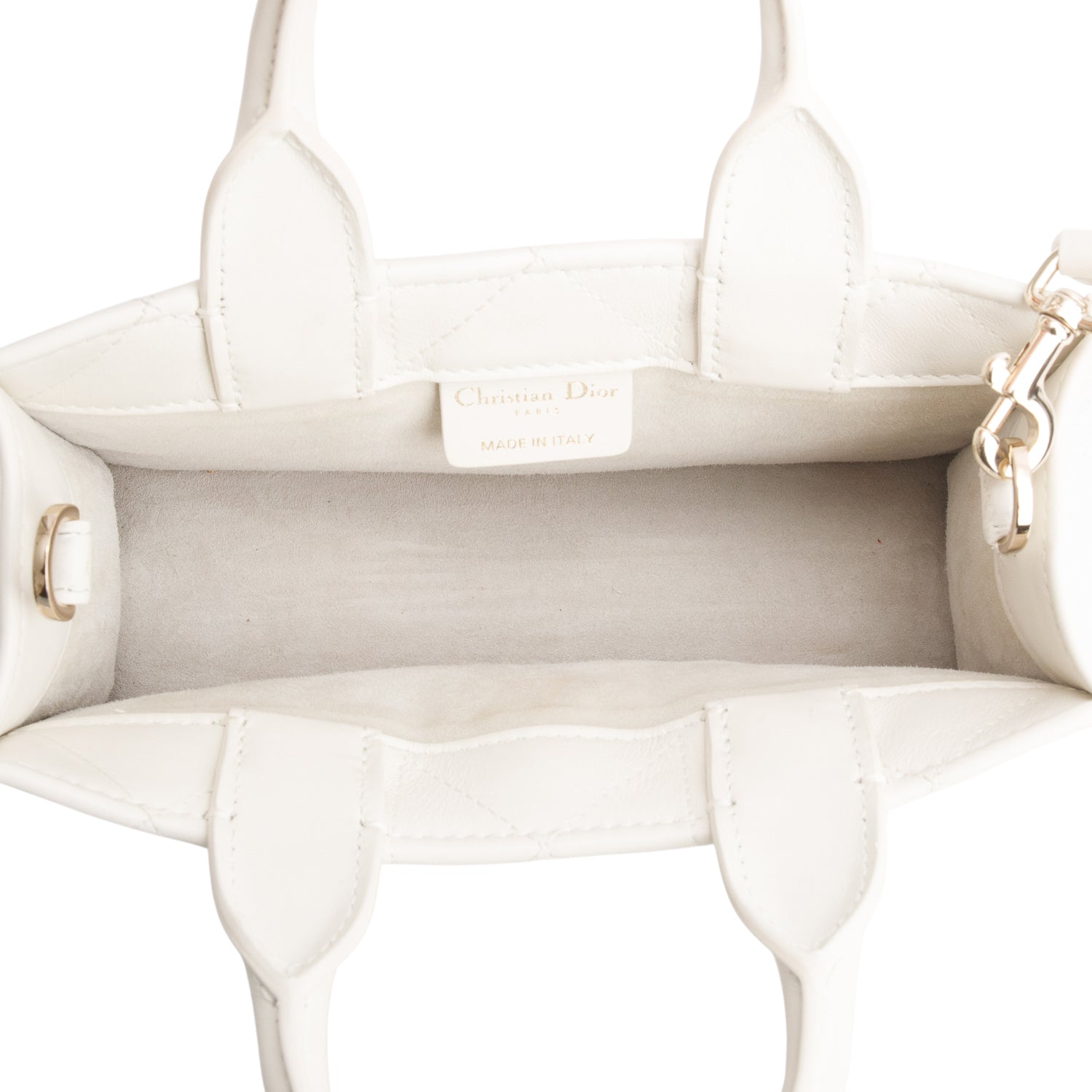 Christian Dior 2024 White Macrocannage Lambskin Mini Book Tote w/ Strap