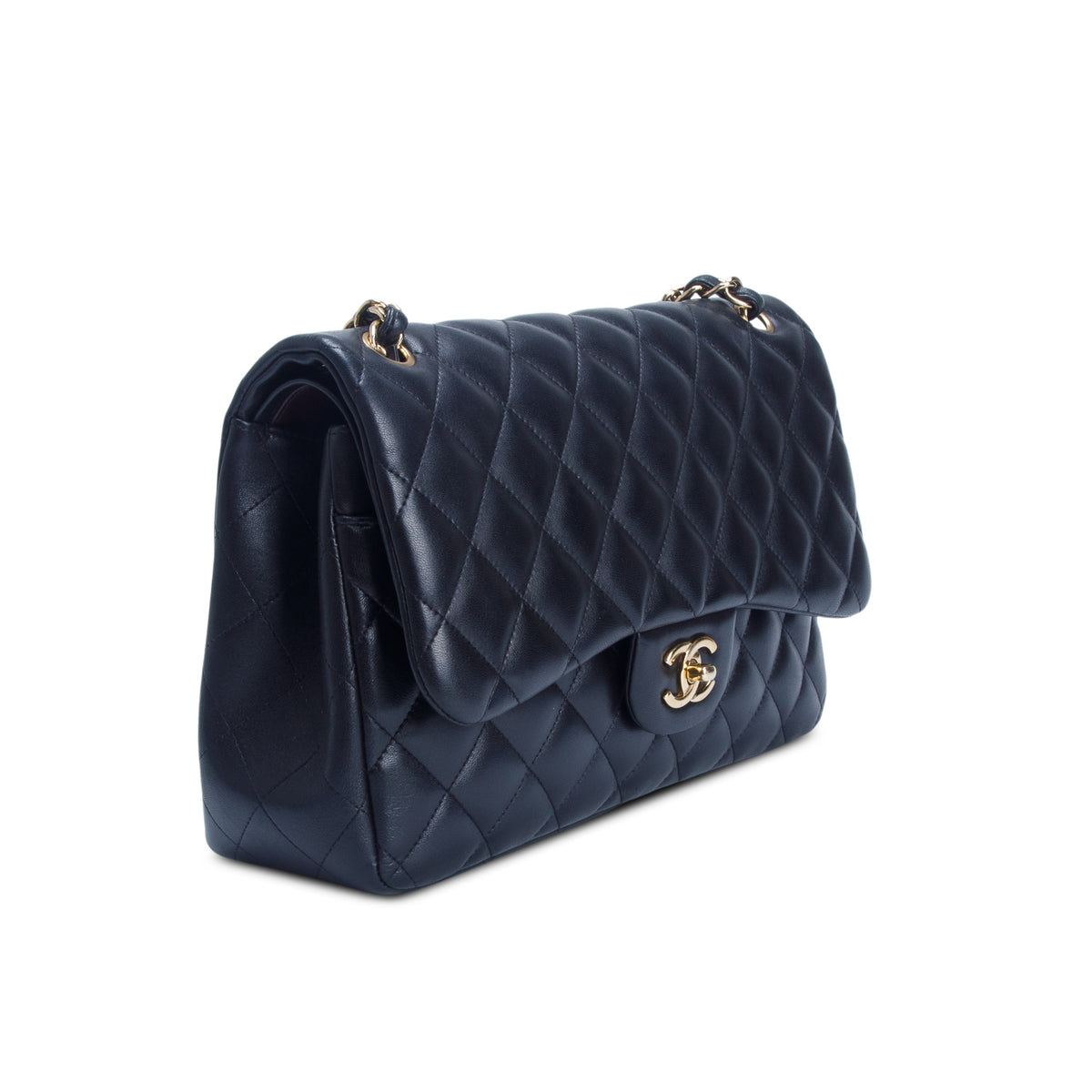 Chanel Black Quilted Lambskin Leather Classic Jumbo Double Flap Bag