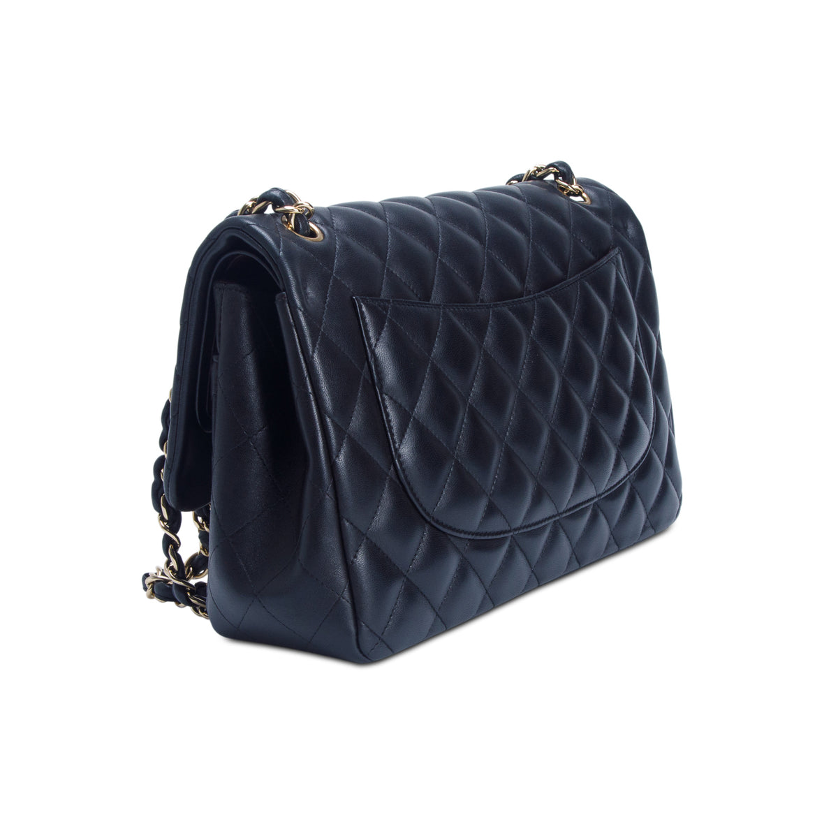 Chanel Black Quilted Lambskin Leather Classic Jumbo Double Flap Bag
