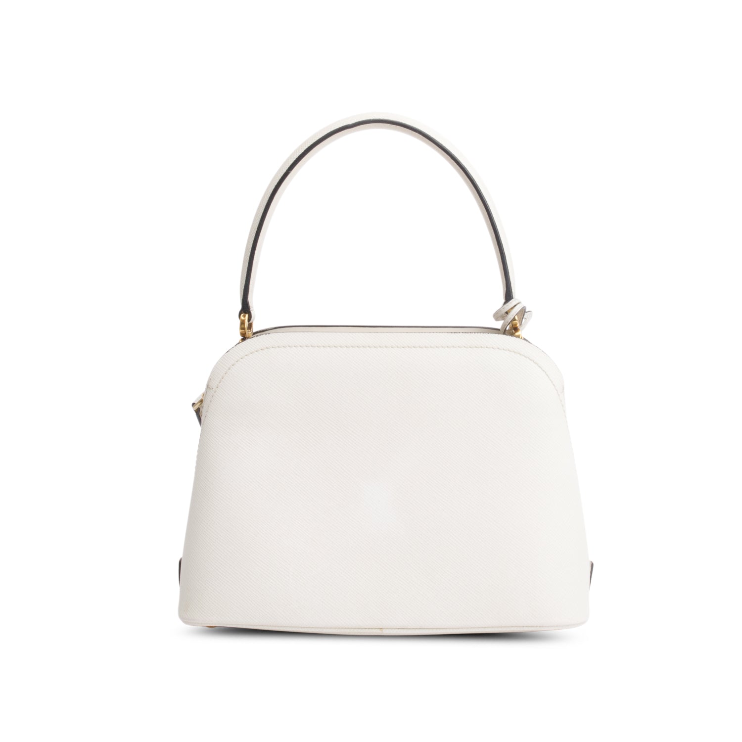 Prada White Saffiano Lux Matinee Tote w/ Strap & Authenticity Card