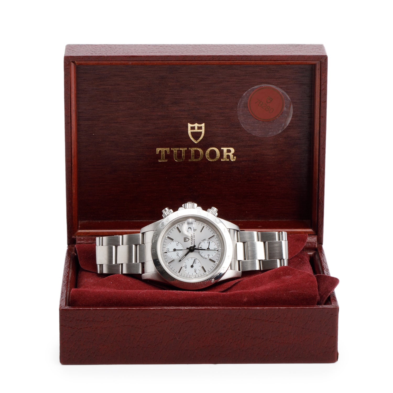 Tudor Stainless Steel Prince Date 40 MM Automatic Chronograph Watch Silver Dial 79280 w/ Box
