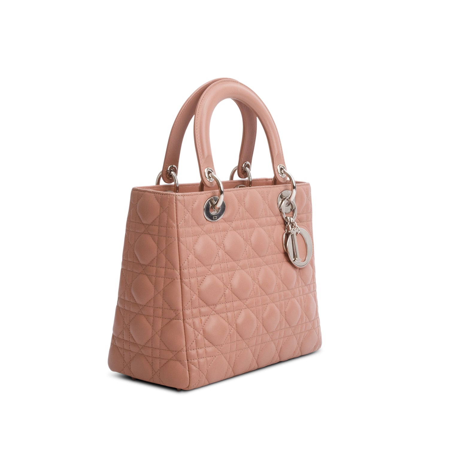 Christian Dior Pink Cannage Lambskin Leather Medium Lady Dior Bag w/ Strap