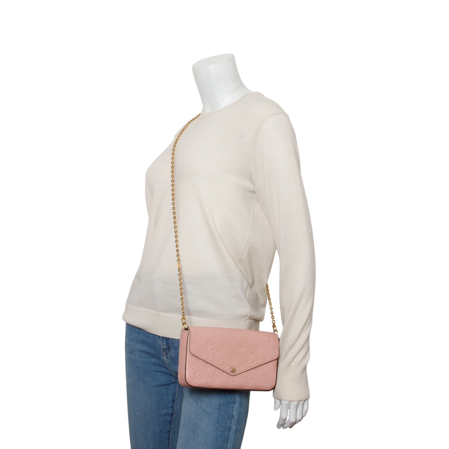 Louis Vuitton Pink Monogram Empreinte Leather Felicie Pochette w/ Receipt