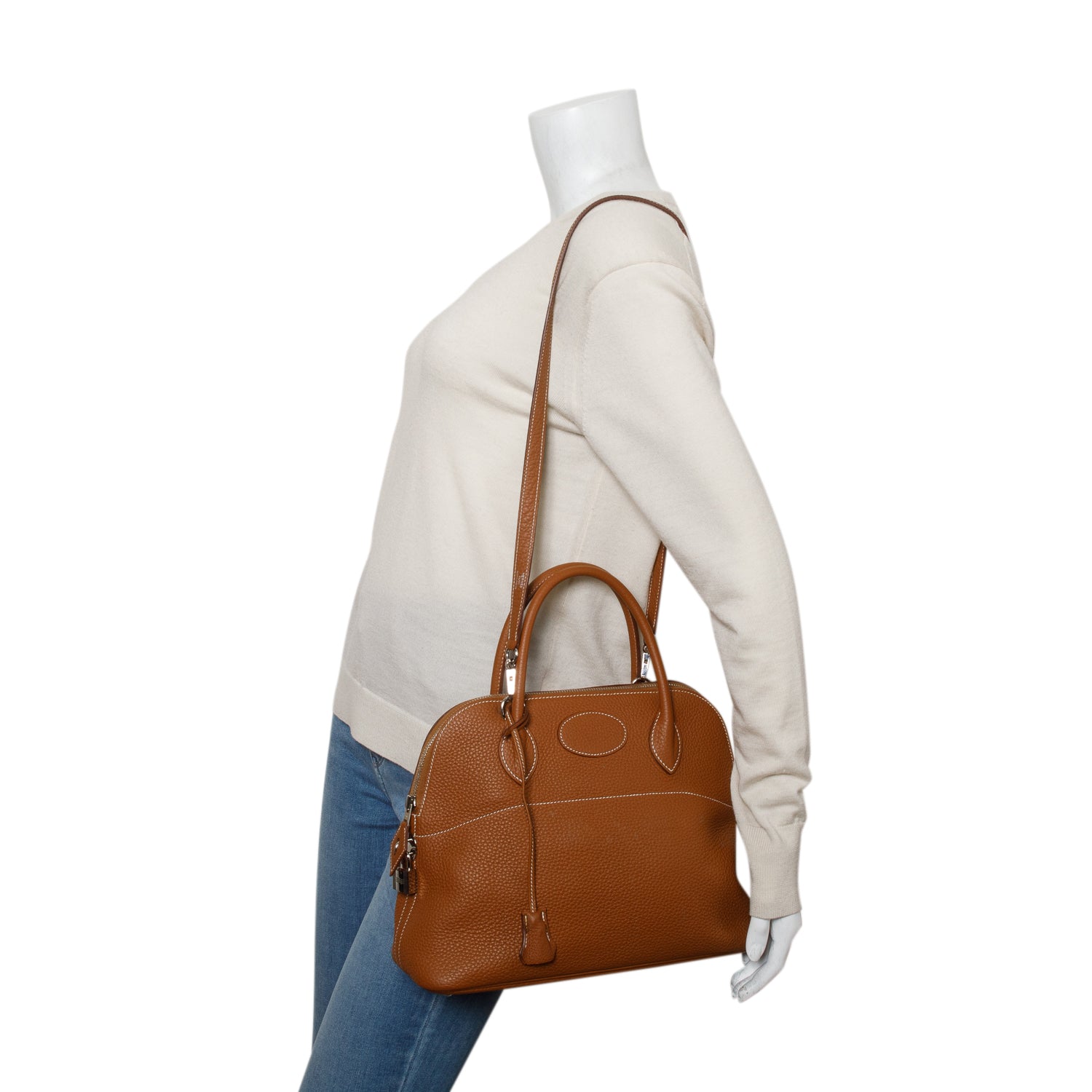Hermes Gold Taurillon Clemence Bolide 31 w/ Strap