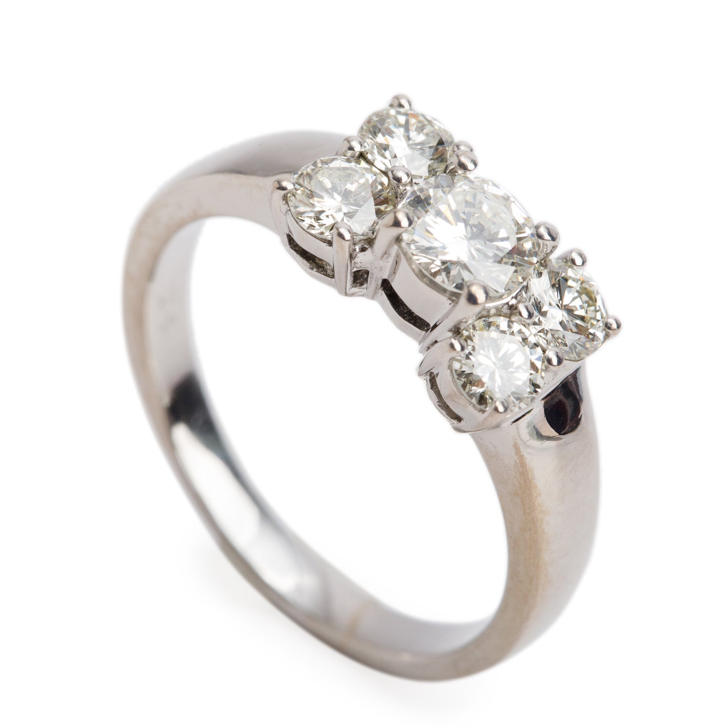 18k White Gold Diamond Engagement Ring, Size 6.25