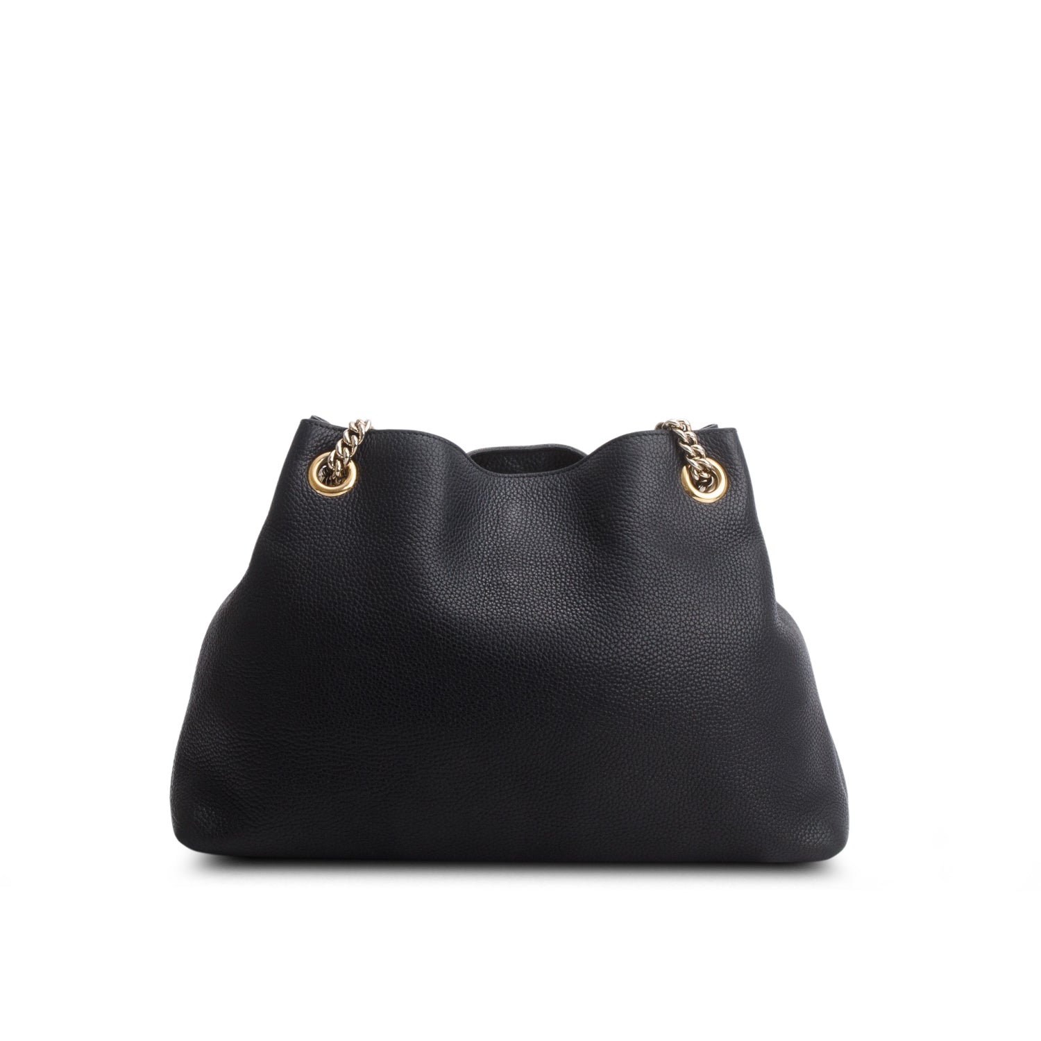 Gucci Black Pebbled Calfskin Medium Soho Chain Shoulder Bag