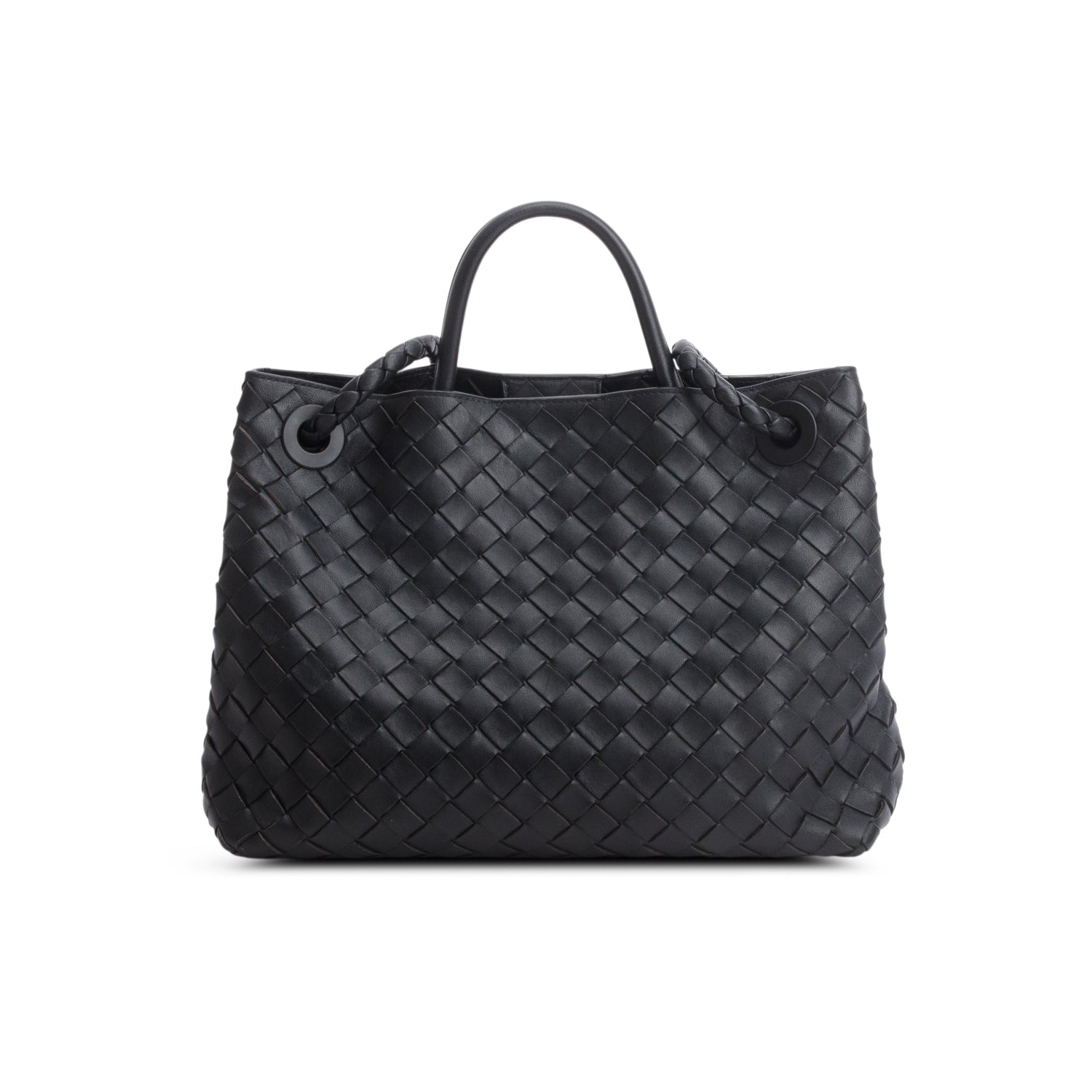 Bottega Veneta 2023 Black Nappa Intrecciato Medium Andiamo Shoulder Bag w/ Receipt