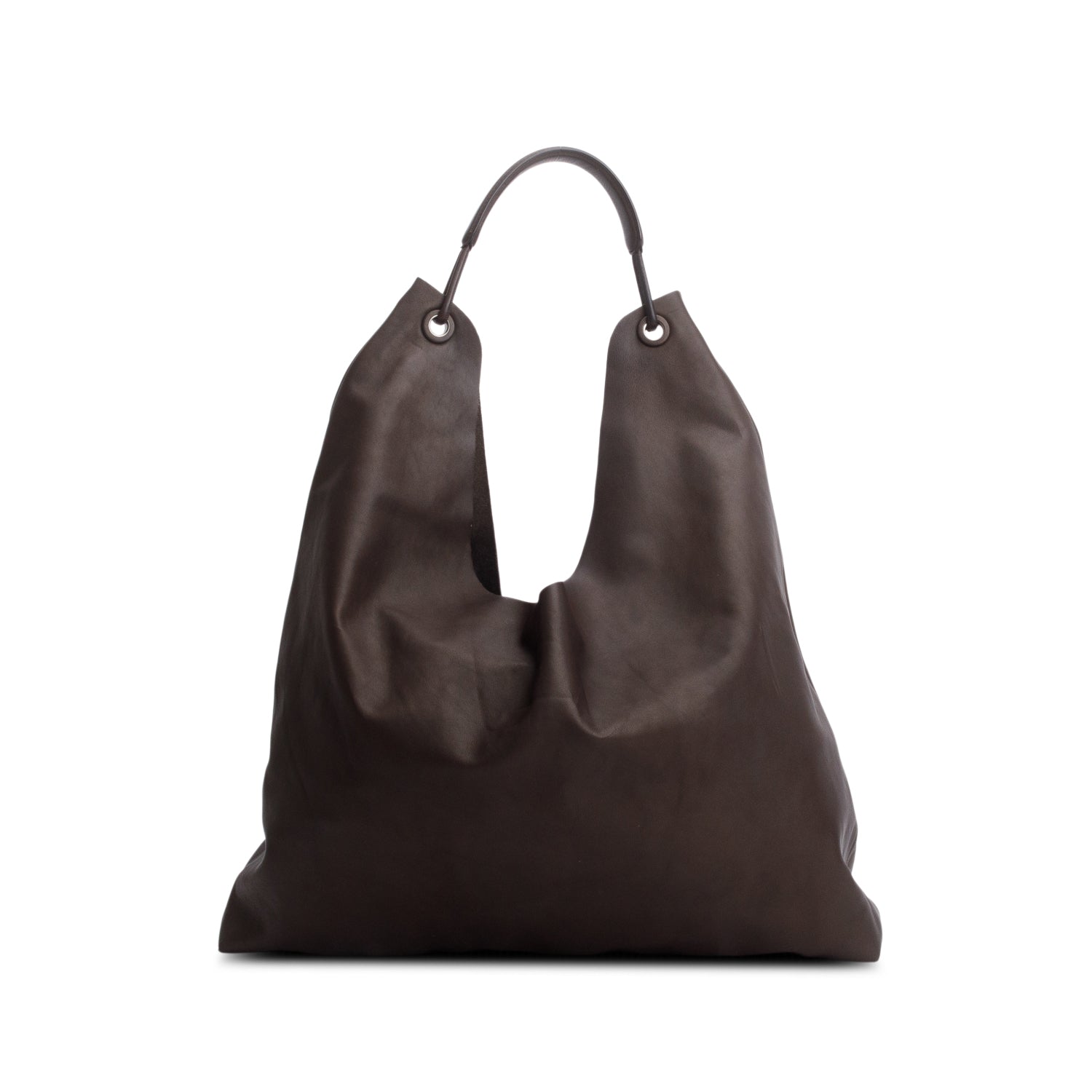 The Row Brown Buffed Nappa Lambskin Bindle 3 Tote w/ Pouch