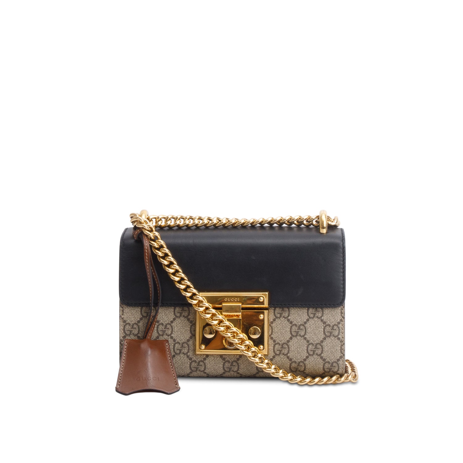 Gucci GG Supreme Monogram Moon Calfskin Small Padlock Shoulder Bag