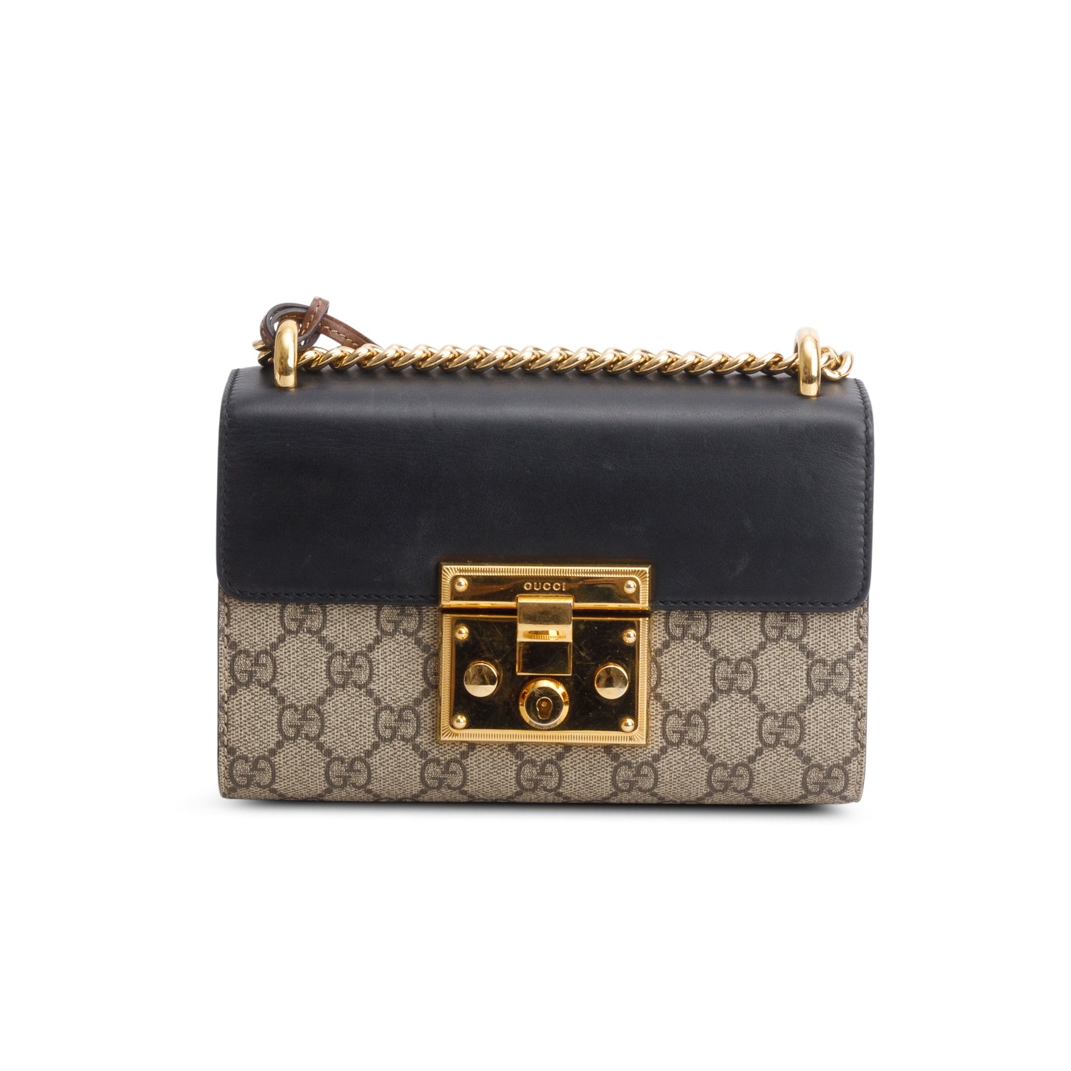 Gucci GG Supreme Monogram Moon Calfskin Small Padlock Shoulder Bag