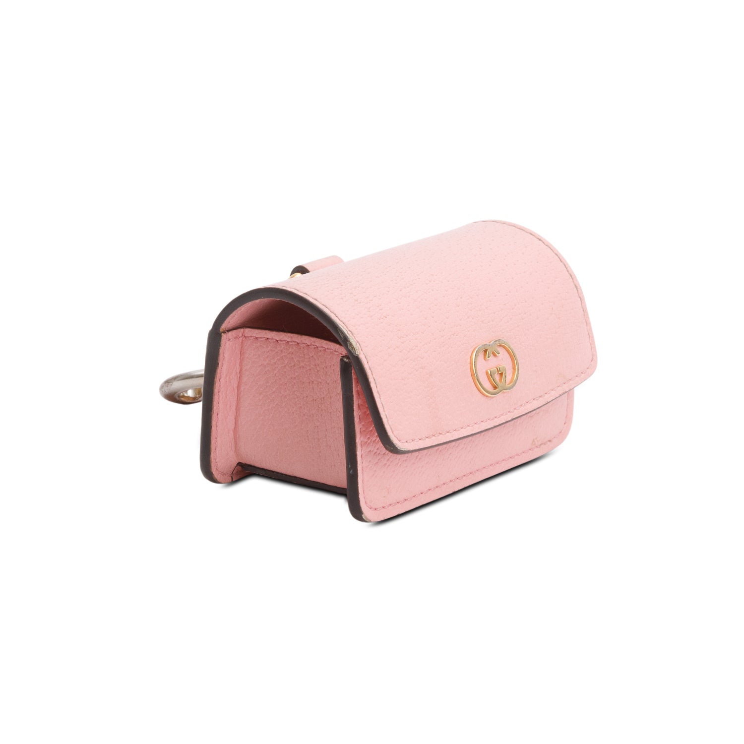 Gucci Pink Dollar Calfskin Interlocking G Etiquette Holder w/ Box & Chain