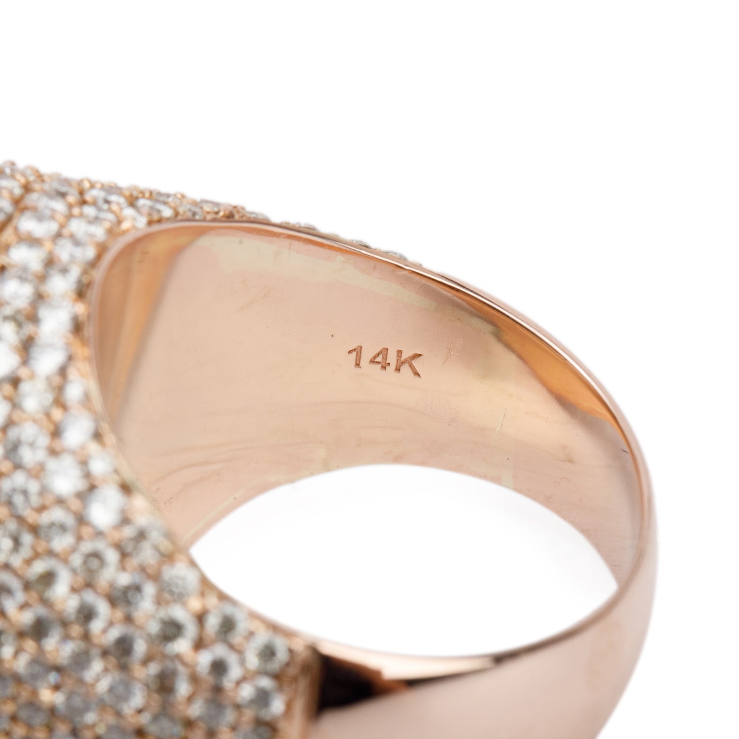 14k Rose Gold Diamond Pave Diamond Signet Ring, Size 9
