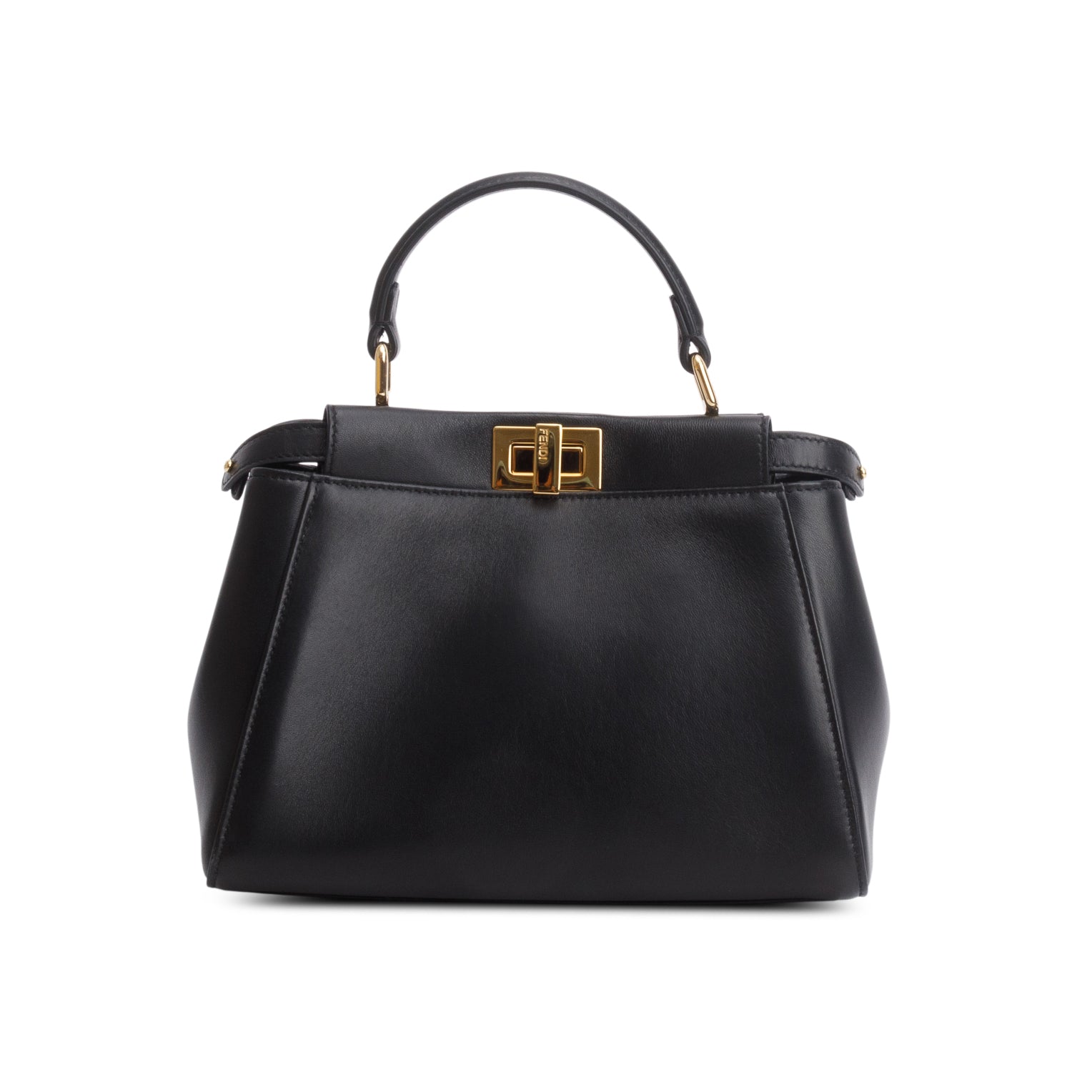 Fendi 2022 Black Lambskin Mini Peekaboo Bag w/ Box, Receipt & Strap