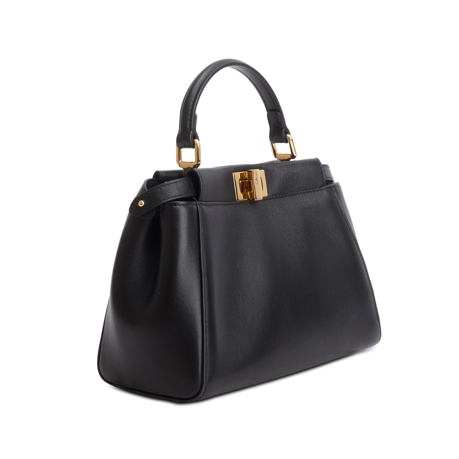 Fendi 2022 Black Lambskin Mini Peekaboo Bag w/ Box, Receipt & Strap