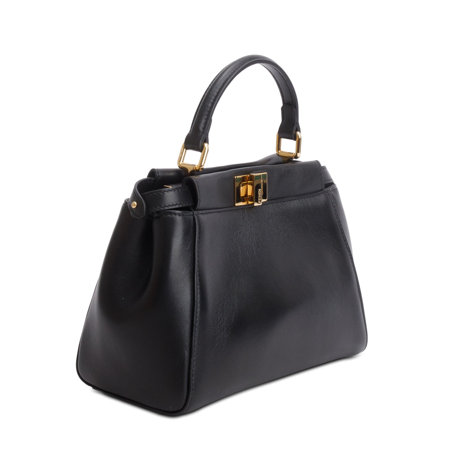 Fendi 2022 Black Lambskin Mini Peekaboo Bag w/ Box, Receipt & Strap