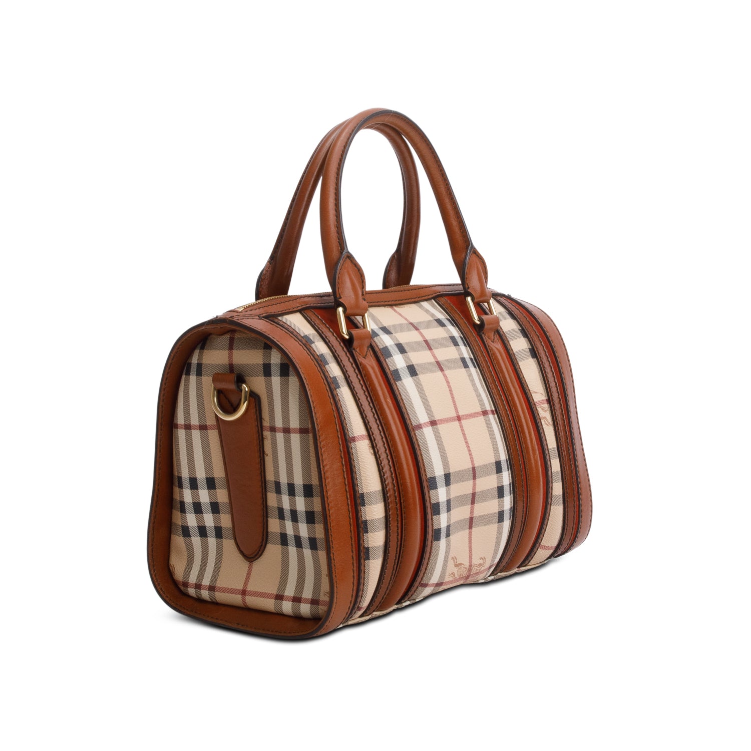 Burberry Red Haymarket Check Alchester Boston Bag w/ Strap
