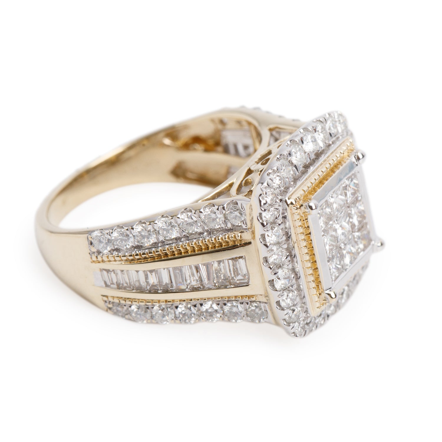10k Yellow & White Gold Diamond Ring, Size 7