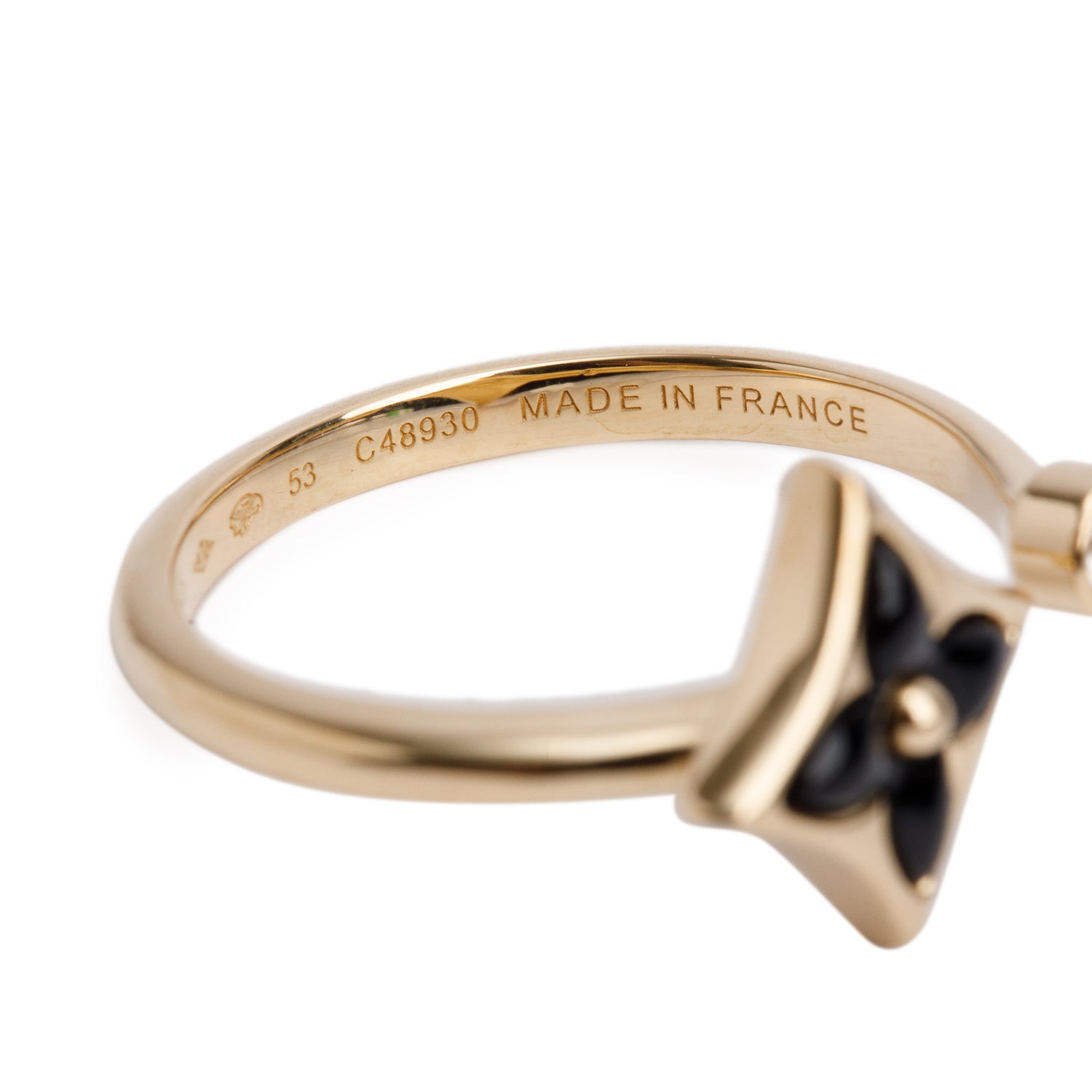 Louis Vuitton 2025 18k Yellow Gold Diamond & Onyx Mini Star Blossom Ring, Size 53 6.75 w/ Box & Receipt
