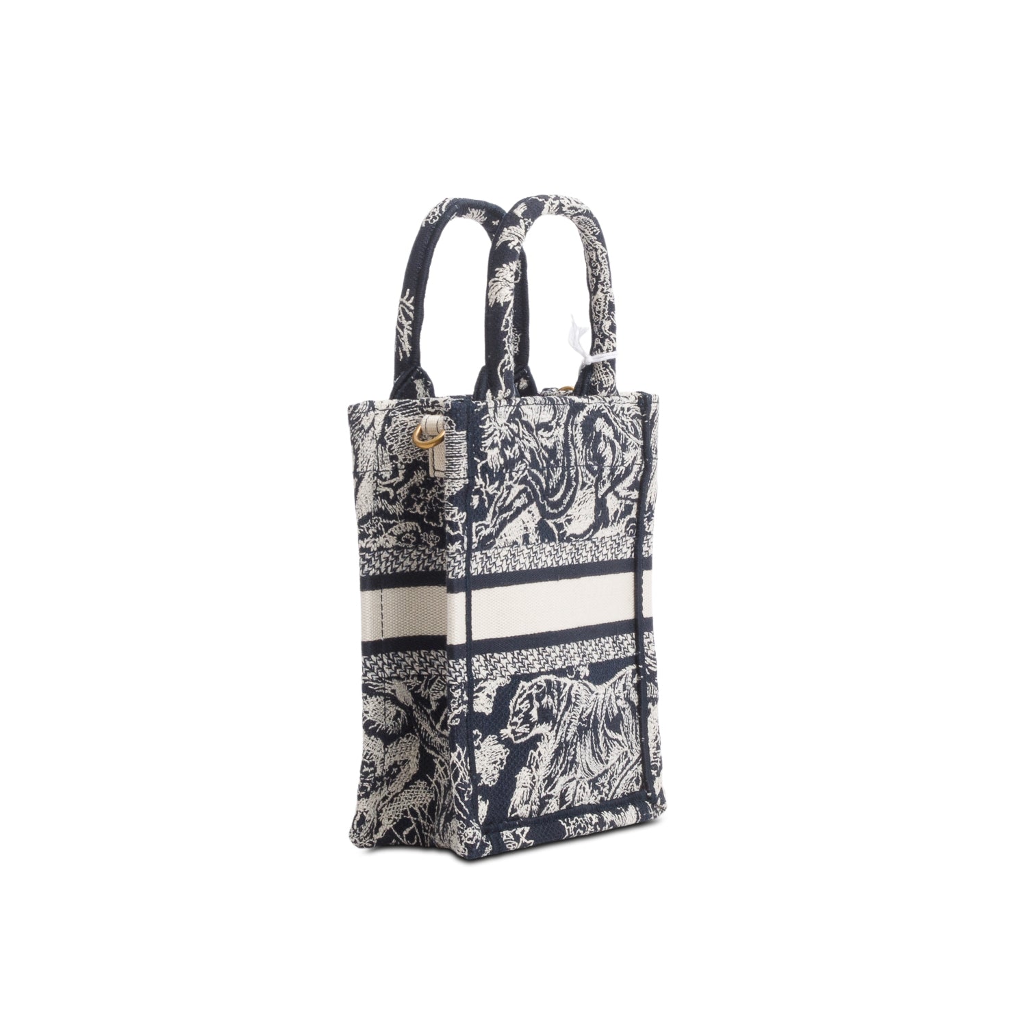 Christian Dior 2022 Black Canvas Toile de Jouy Embroidered Mini Book Tote w/ Strap