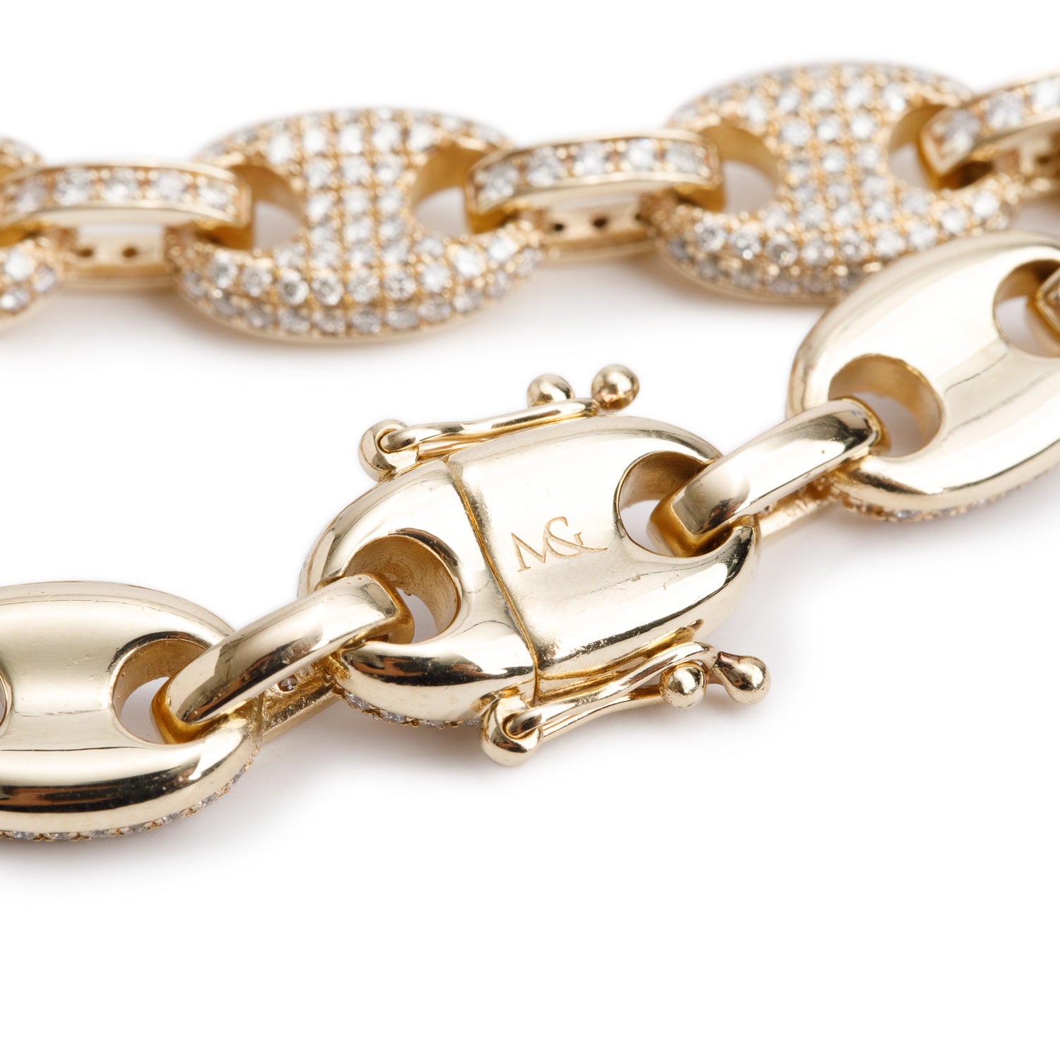 10k Yellow Gold Pave Diamond Link Bracelet