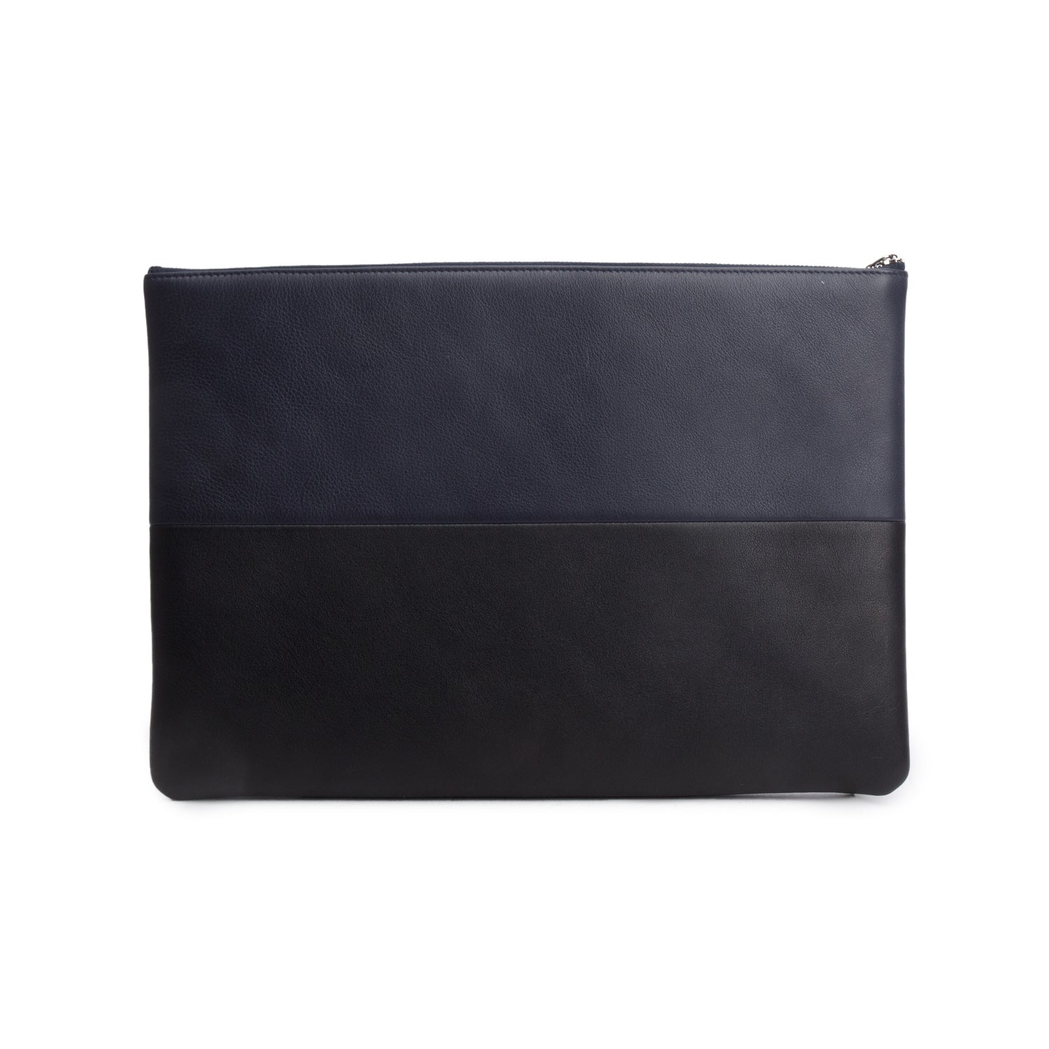 Chanel Black/Navy Lambskin Large Zip Pouch w/ Box & Authenticity Card
