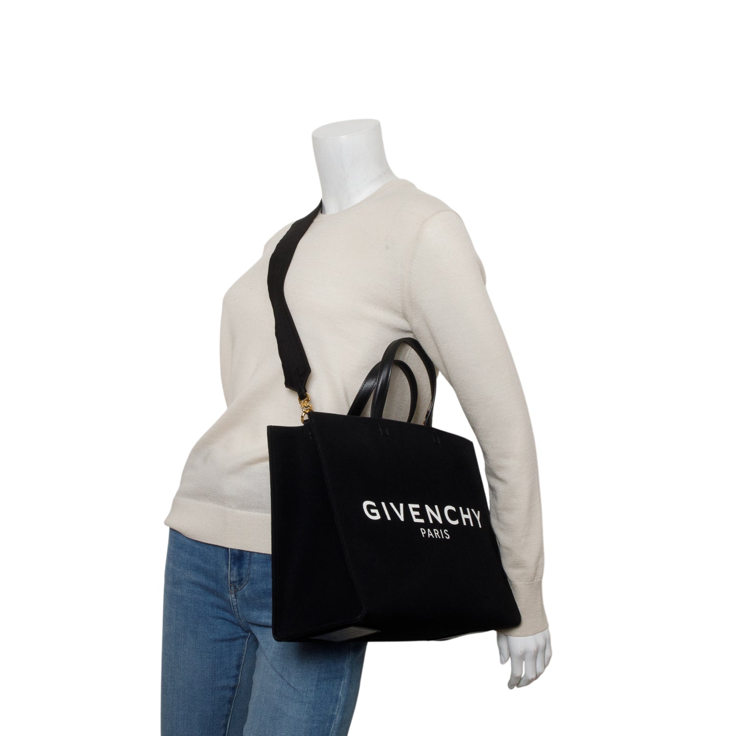 Givenchy 2022 Black Canvas Medium G-Tote w/ Strap