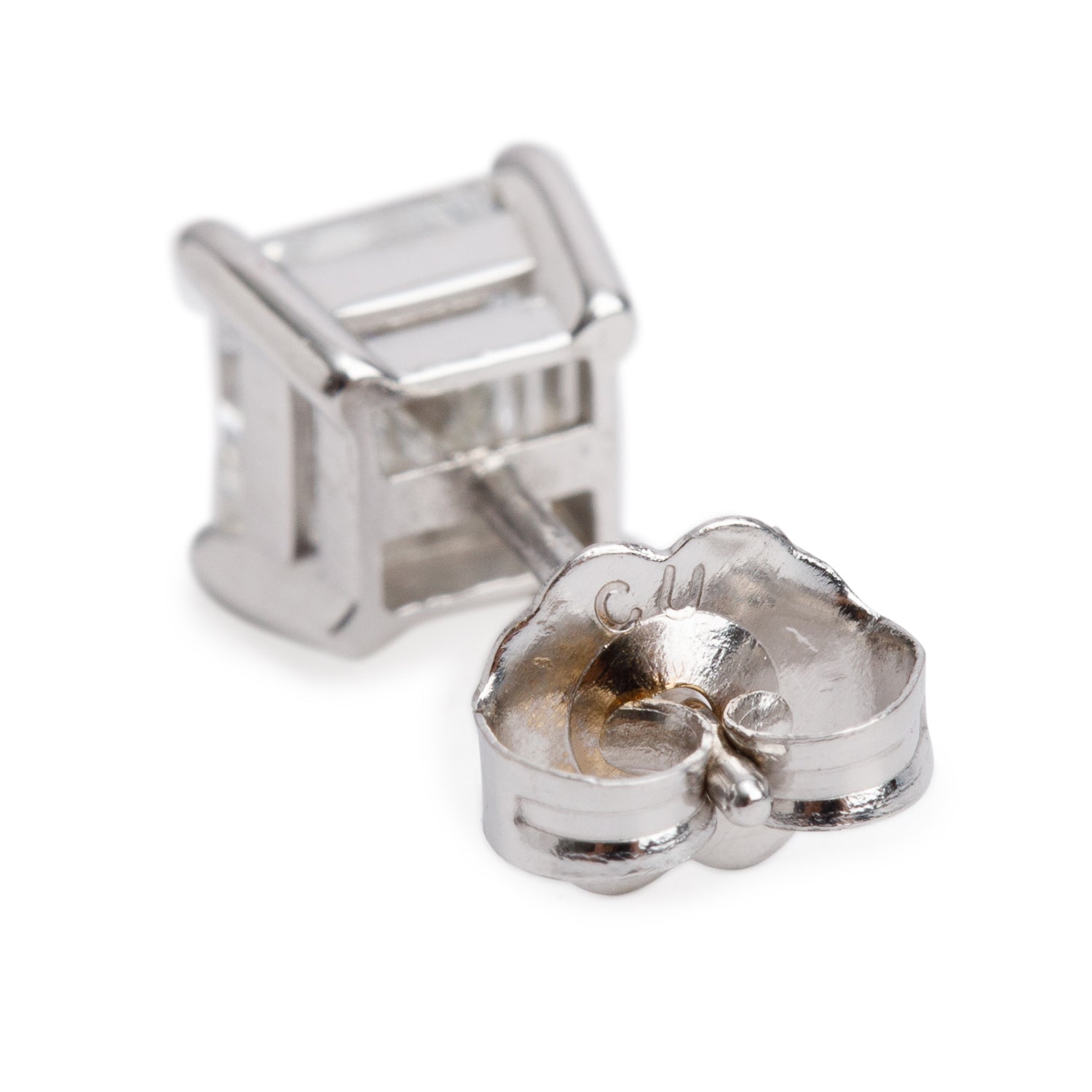 14k White Gold 1.38 tcw. Princess Cut Diamond Stud Earrings