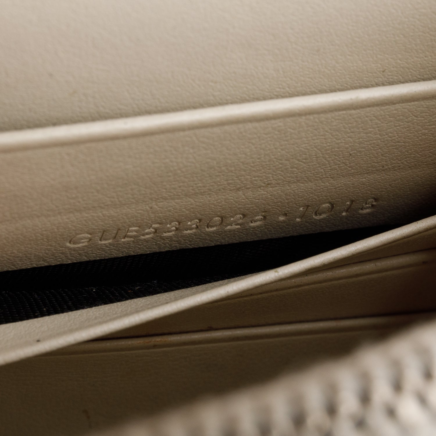 Saint Laurent Cream Crocodile Embossed Sunset Chain Wallet