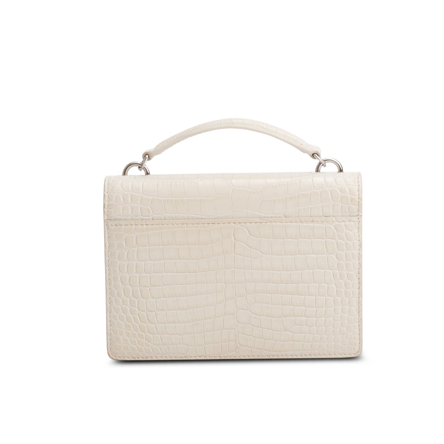 Saint Laurent Cream Crocodile Embossed Sunset Chain Wallet