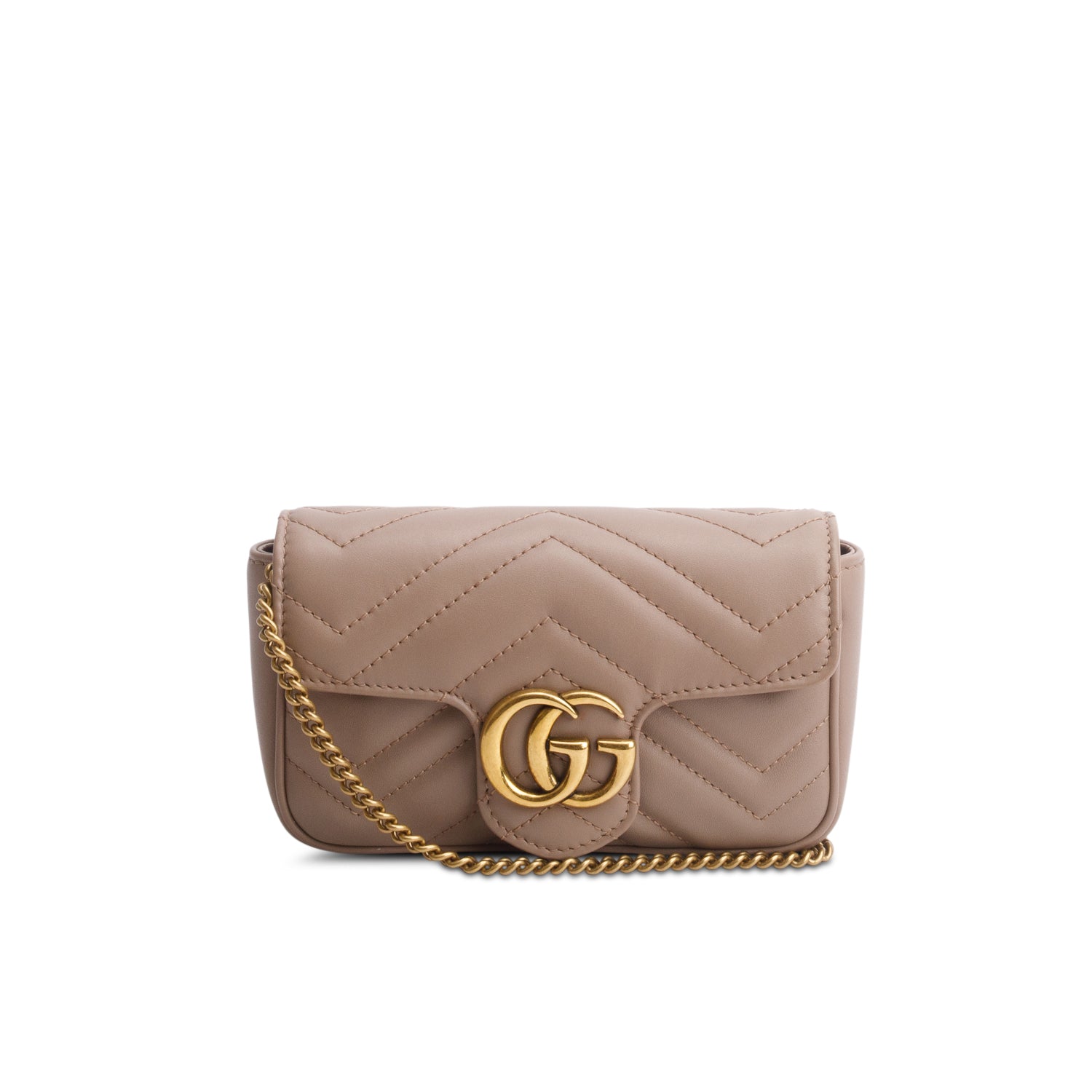 Gucci Pink GG Marmont Matelasse Leather Super Mini Bag w/ Box
