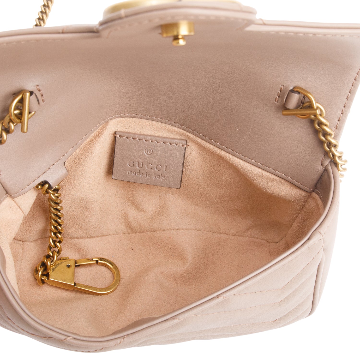 Gucci Pink GG Marmont Matelasse Leather Super Mini Bag w/ Box