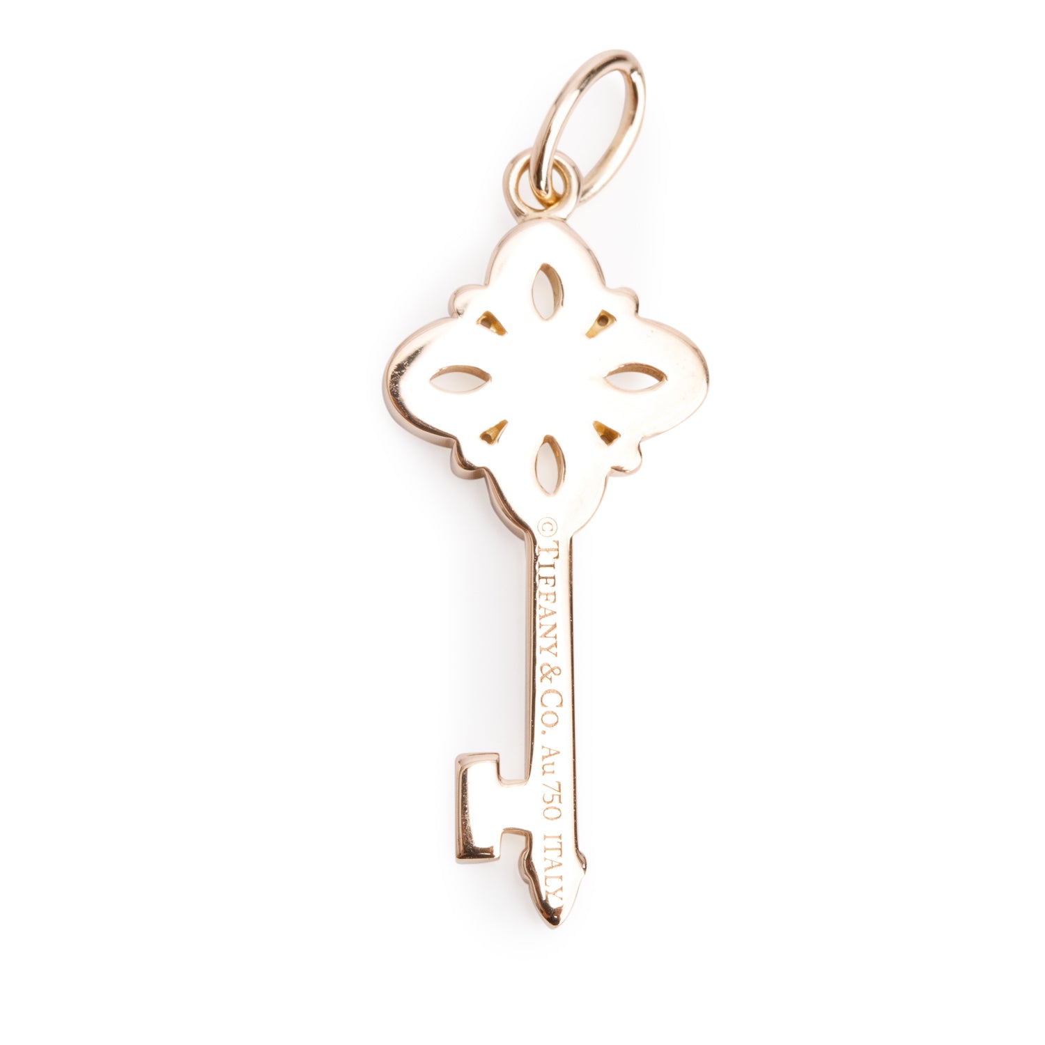 Tiffany & Co. 18k Rose Gold Diamond Mini Victoria Key Pendant w/ Box