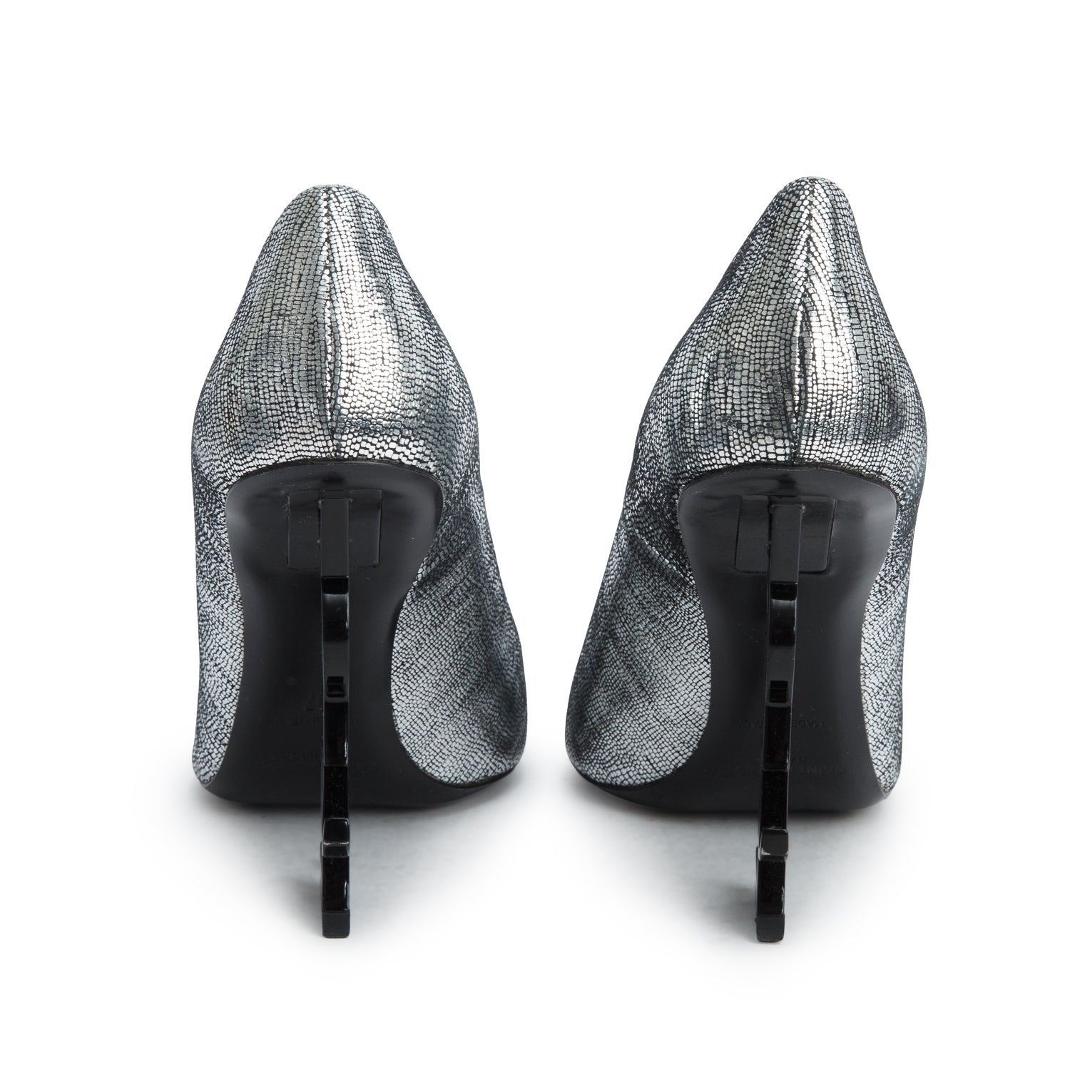 Saint Laurent Silver Leather Opyum Pumps, Women's Size 37