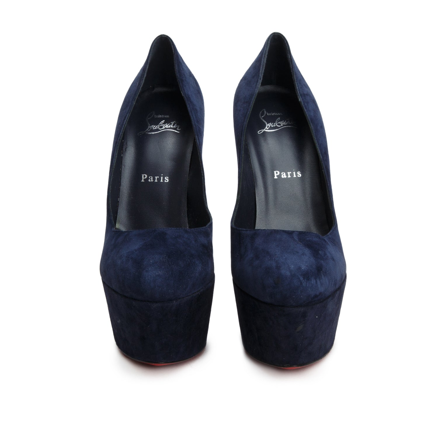 Christian Louboutin Navy Suede Daffodile 155mm Pumps, Size 38.5