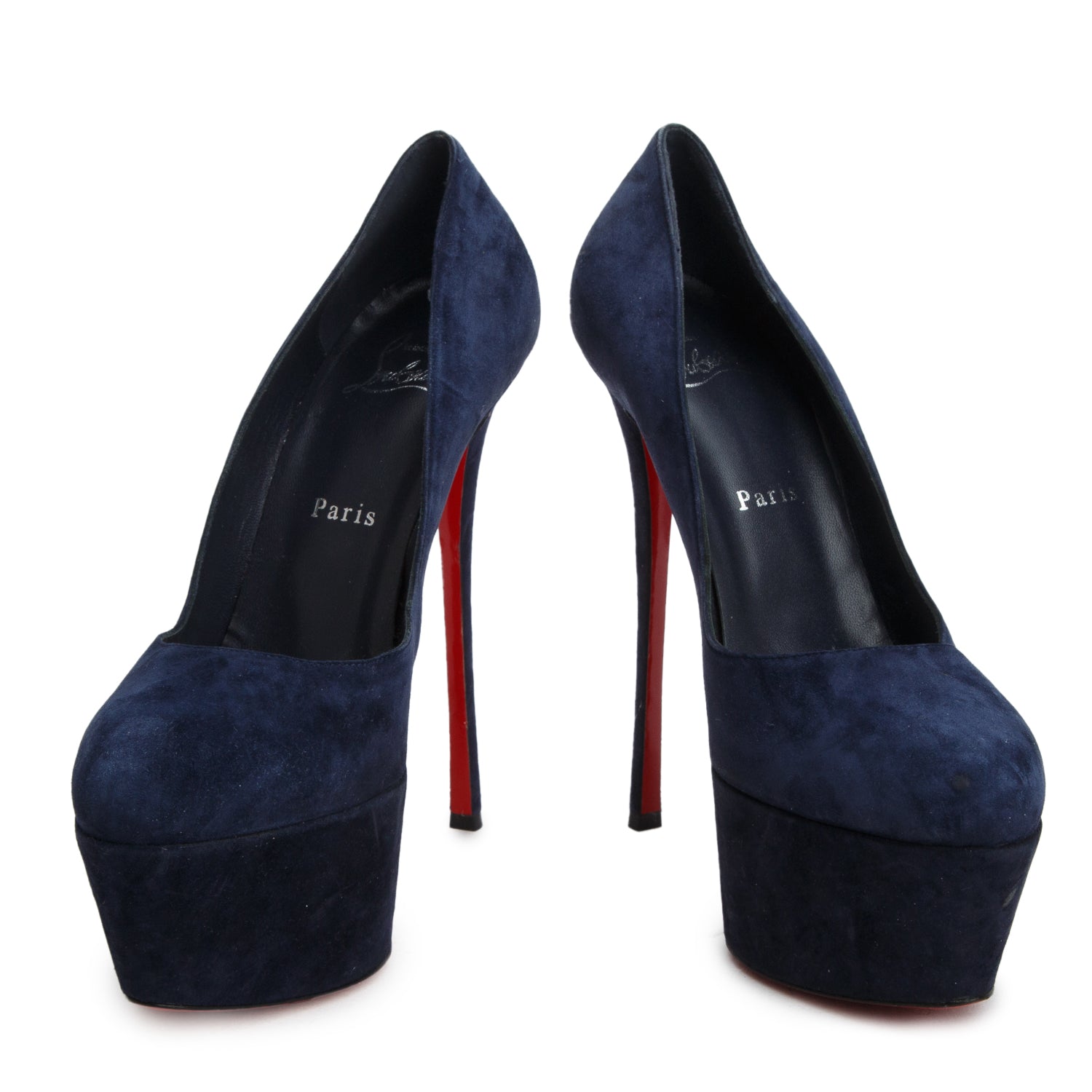 Christian Louboutin Navy Suede Daffodile 155mm Pumps, Size 38.5