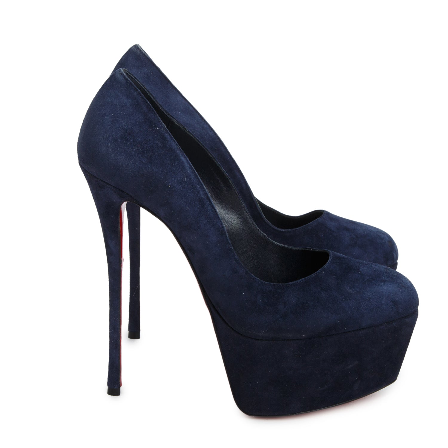 Christian Louboutin Navy Suede Daffodile 155mm Pumps, Size 38.5